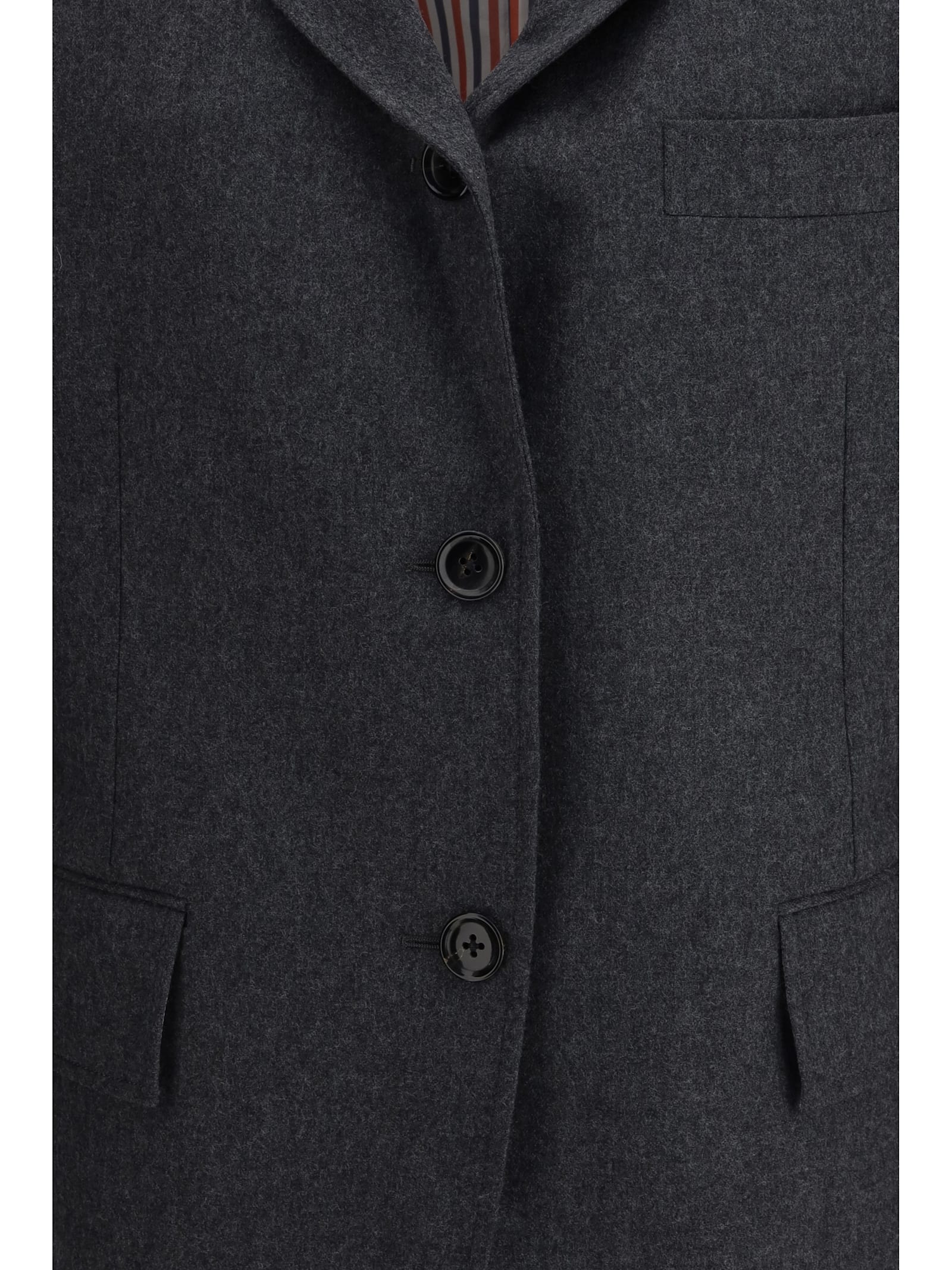 Thom Browne Wool Flannel Blazer In Gray