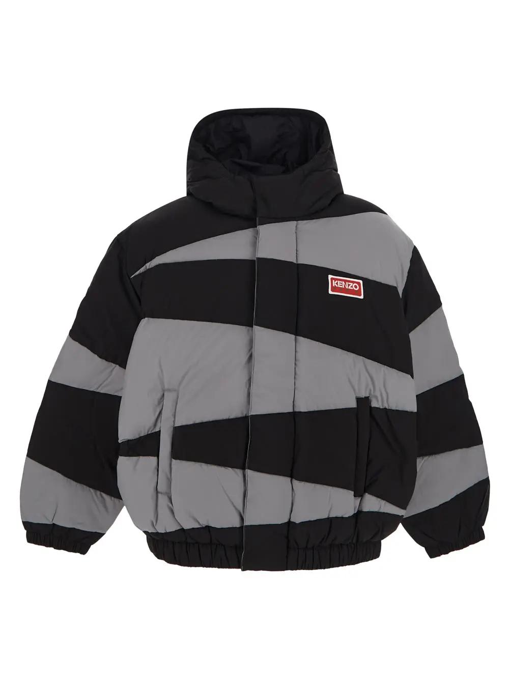 Shop Kenzo Dazzle Stripe Down Jacket In Black