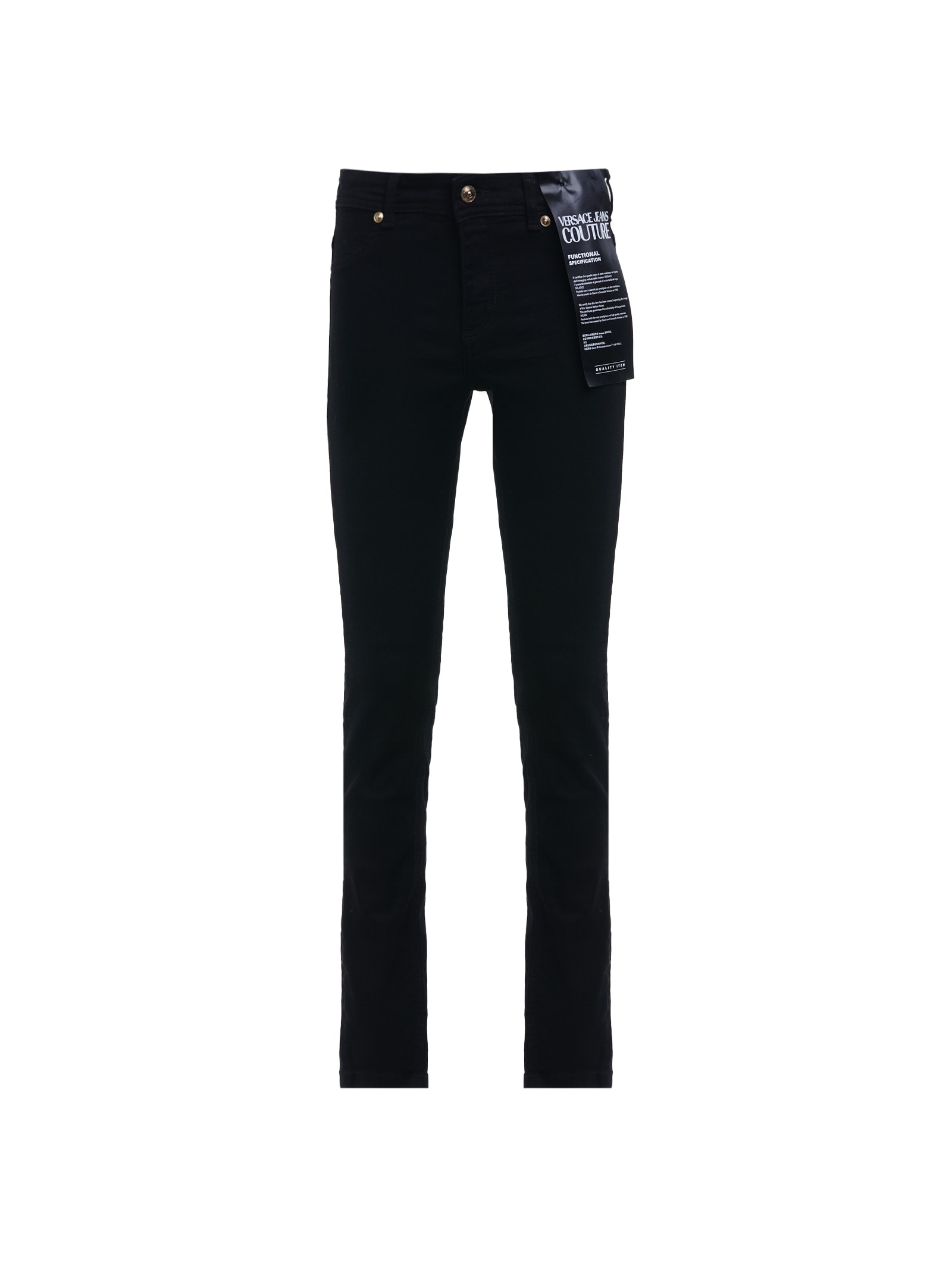 versace jeans couture embroidered black stretch denim jeans