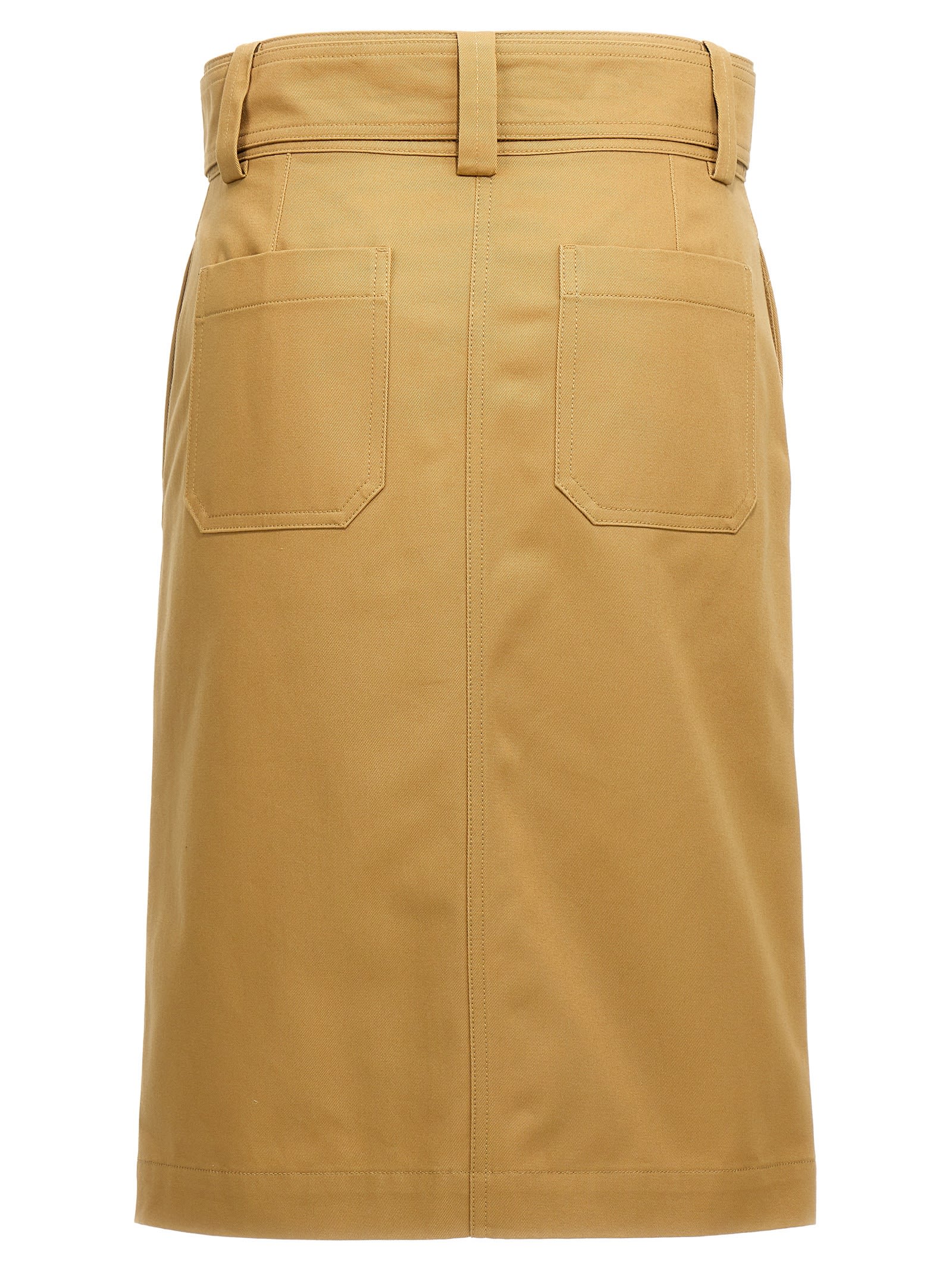 Shop Chloé Gabardine Skirt In Beige