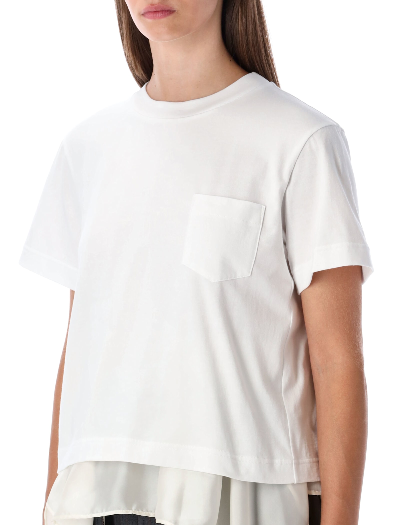 Sacai T-shirt With Voile Back Insert In White