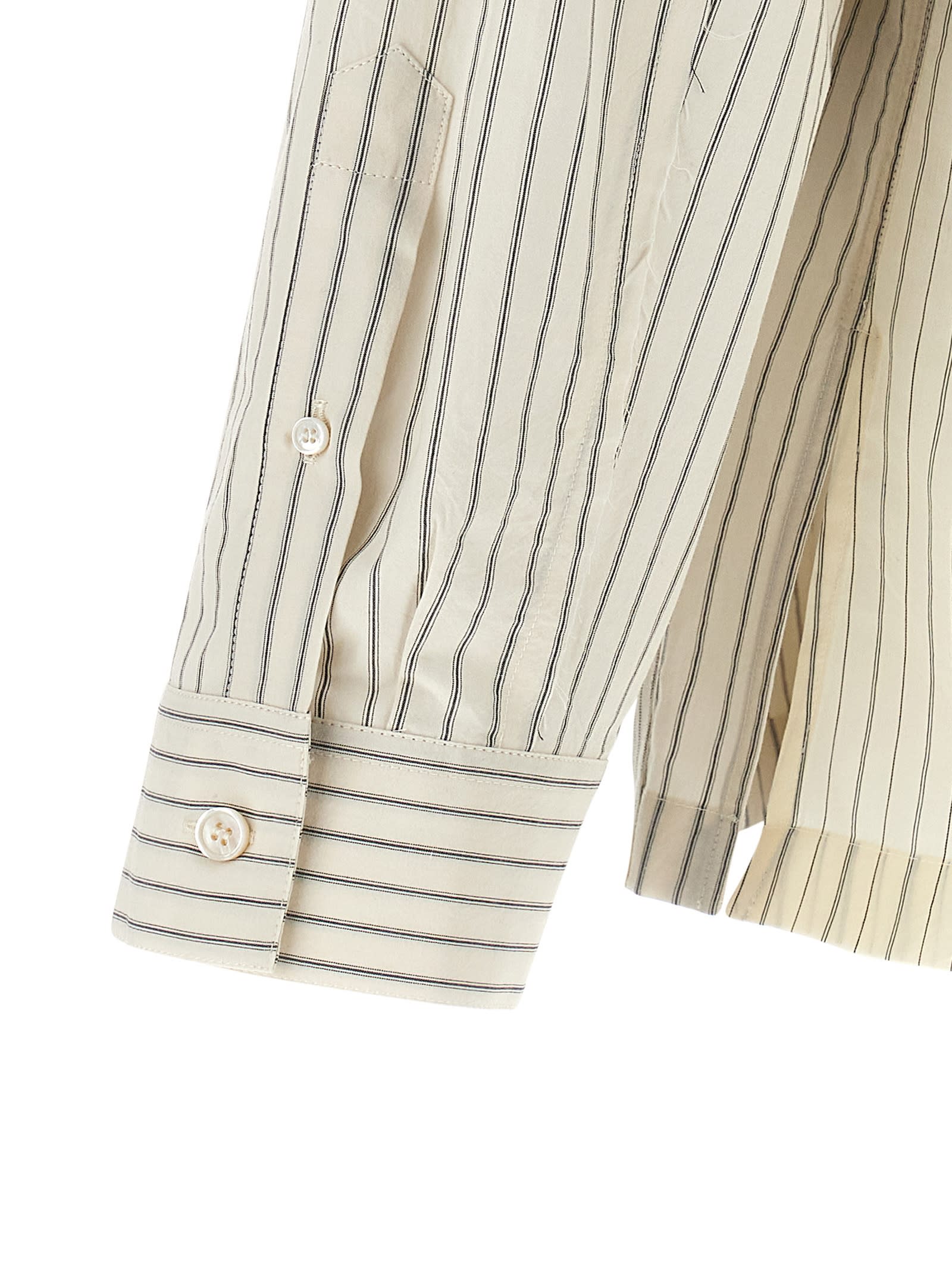 Maison Margiela Camicia In Cotone Ricamato Uomo In Ecru