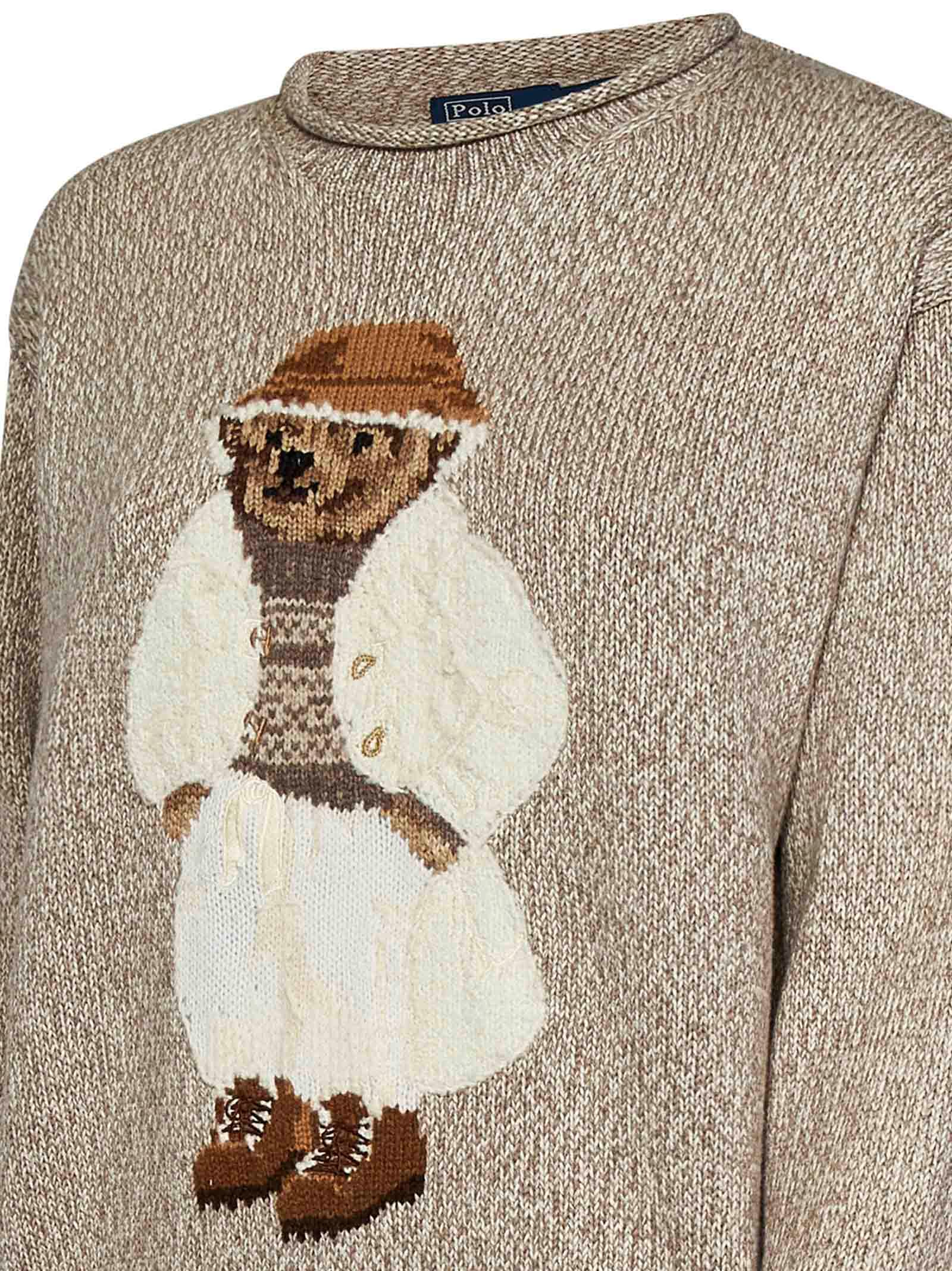 Shop Polo Ralph Lauren Polo Bear Sweater In Beige