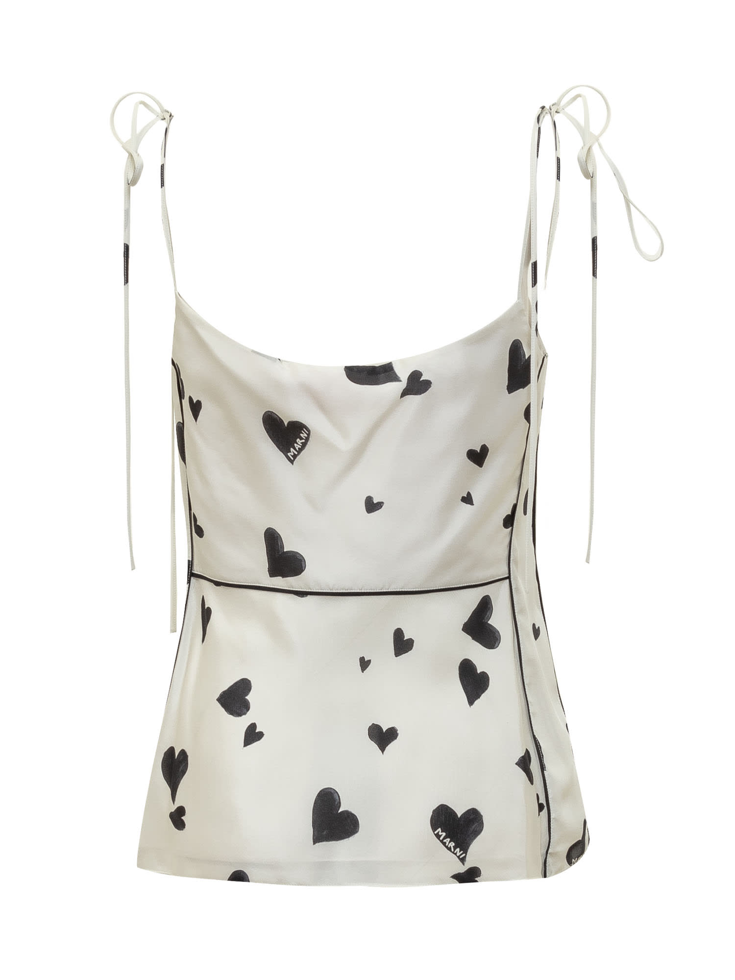 Shop Marni Bunch Of Hearts Top In Stone White