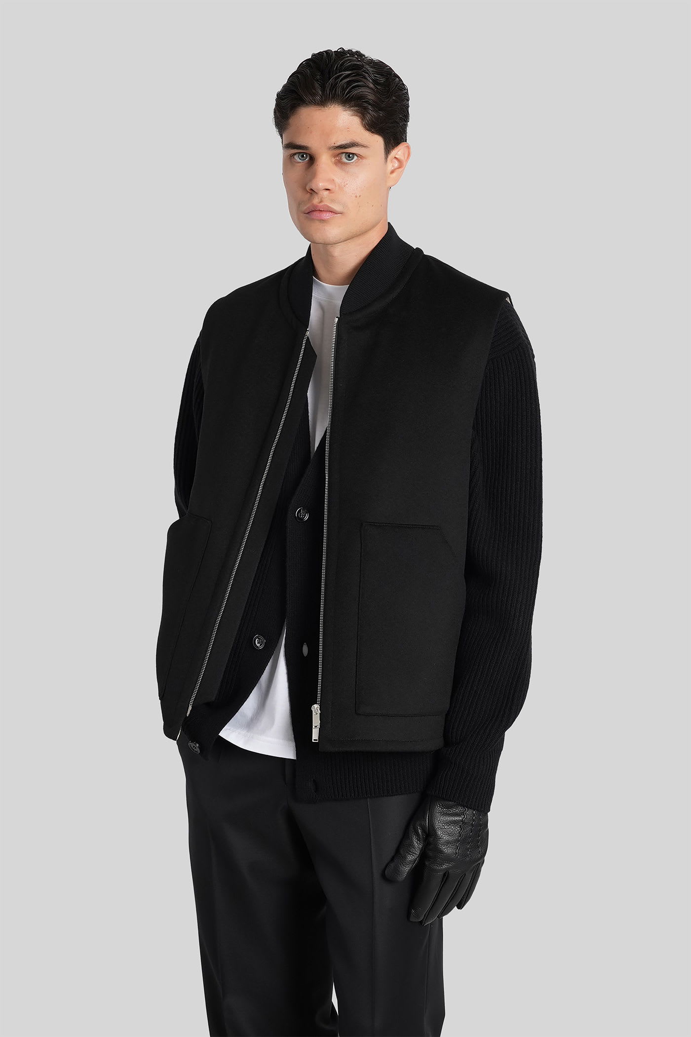 Lardini Vest In Black Wool In Black