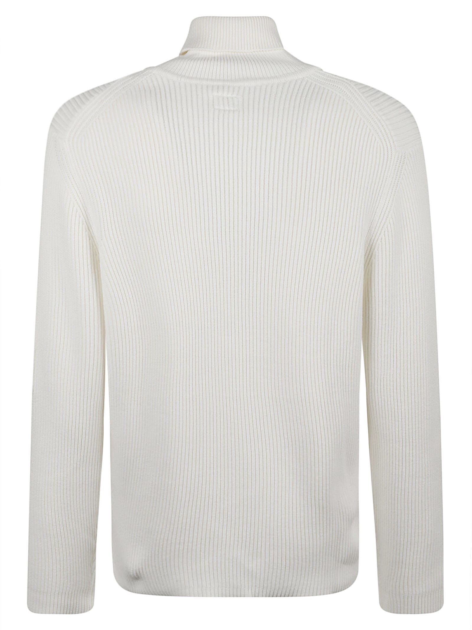 Shop C.p. Company Full Rib Turtleneck Pullover In Gauze White