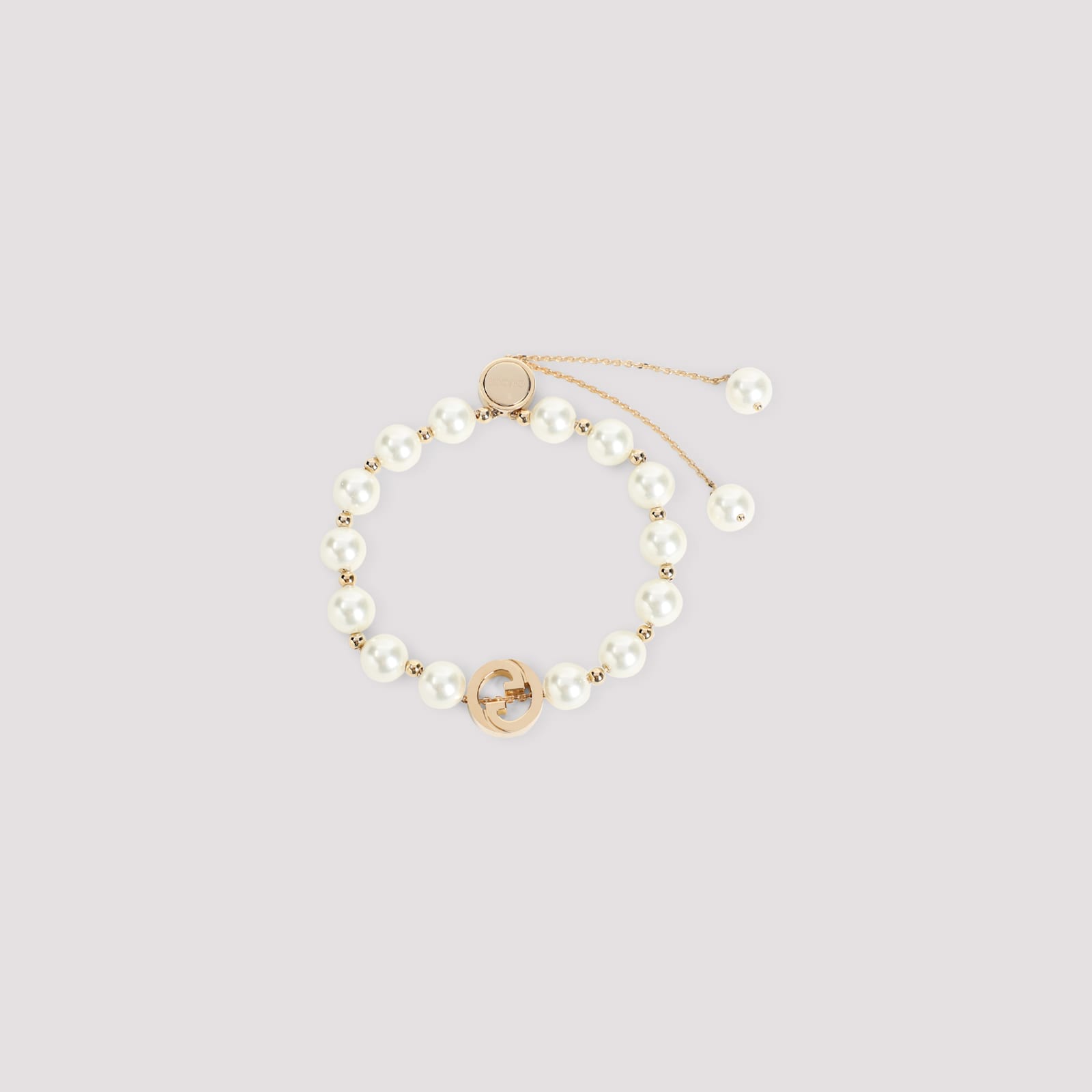 Gucci Chain Bracelet With Metallic Pearls In Gold