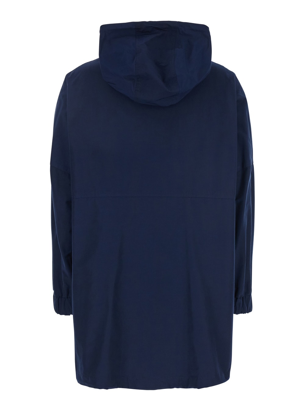 Merci Blue Jacket With Drawstring Hood In Tech Fabric Woman