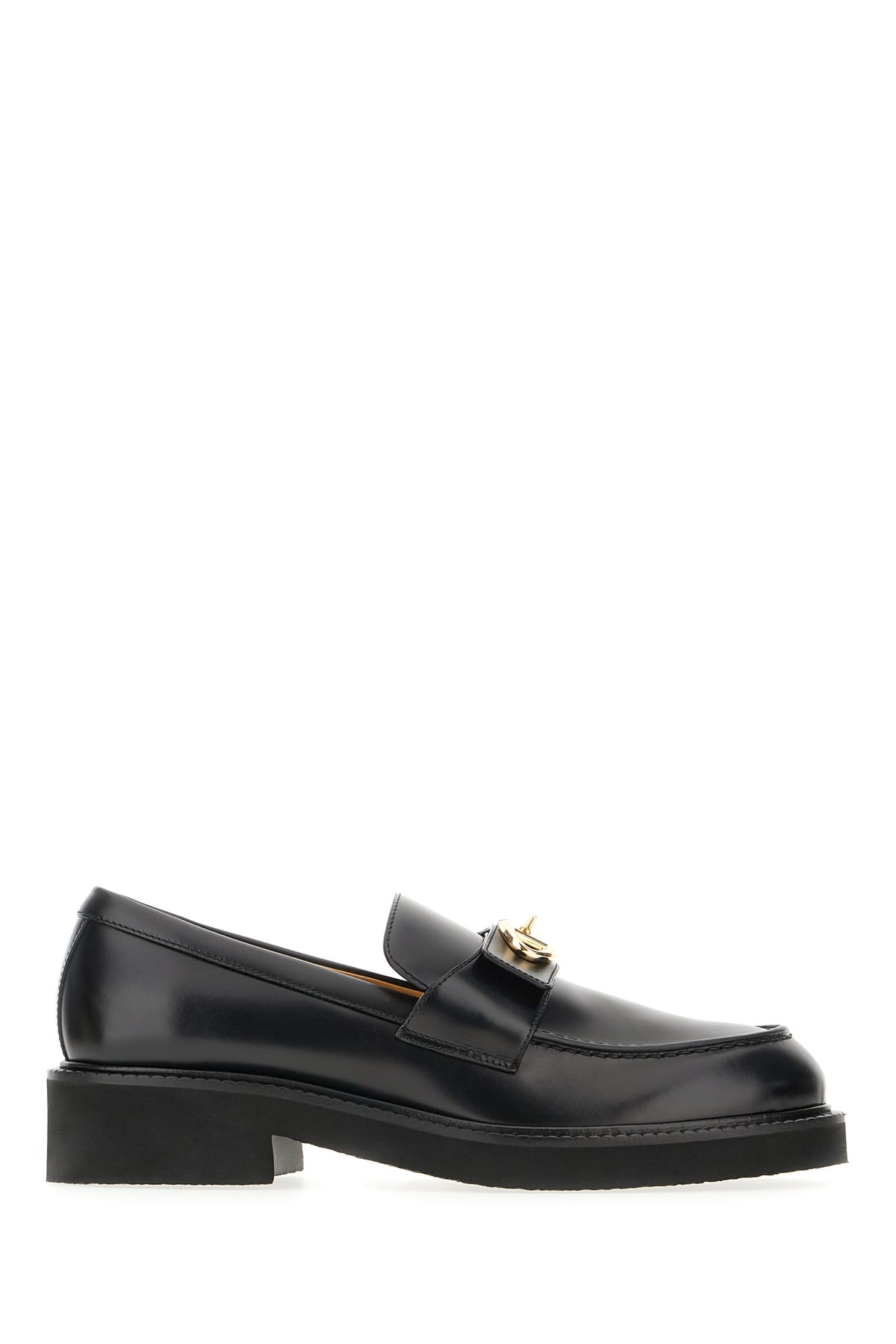 Valentino Garavani Black Leather Loafers In Nero