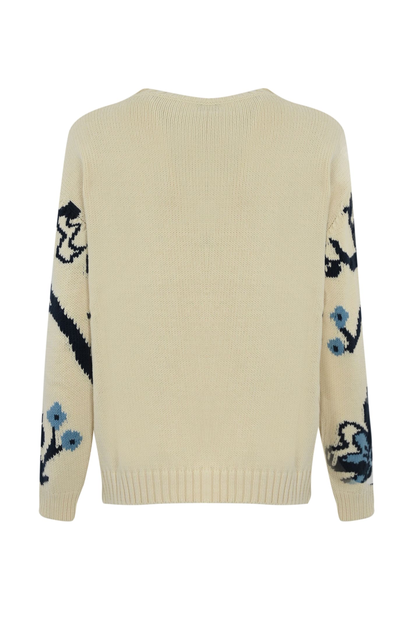 Shop Weekend Max Mara Dolmen Sweater In Inlaid Cotton In Dis Fiore Ecru