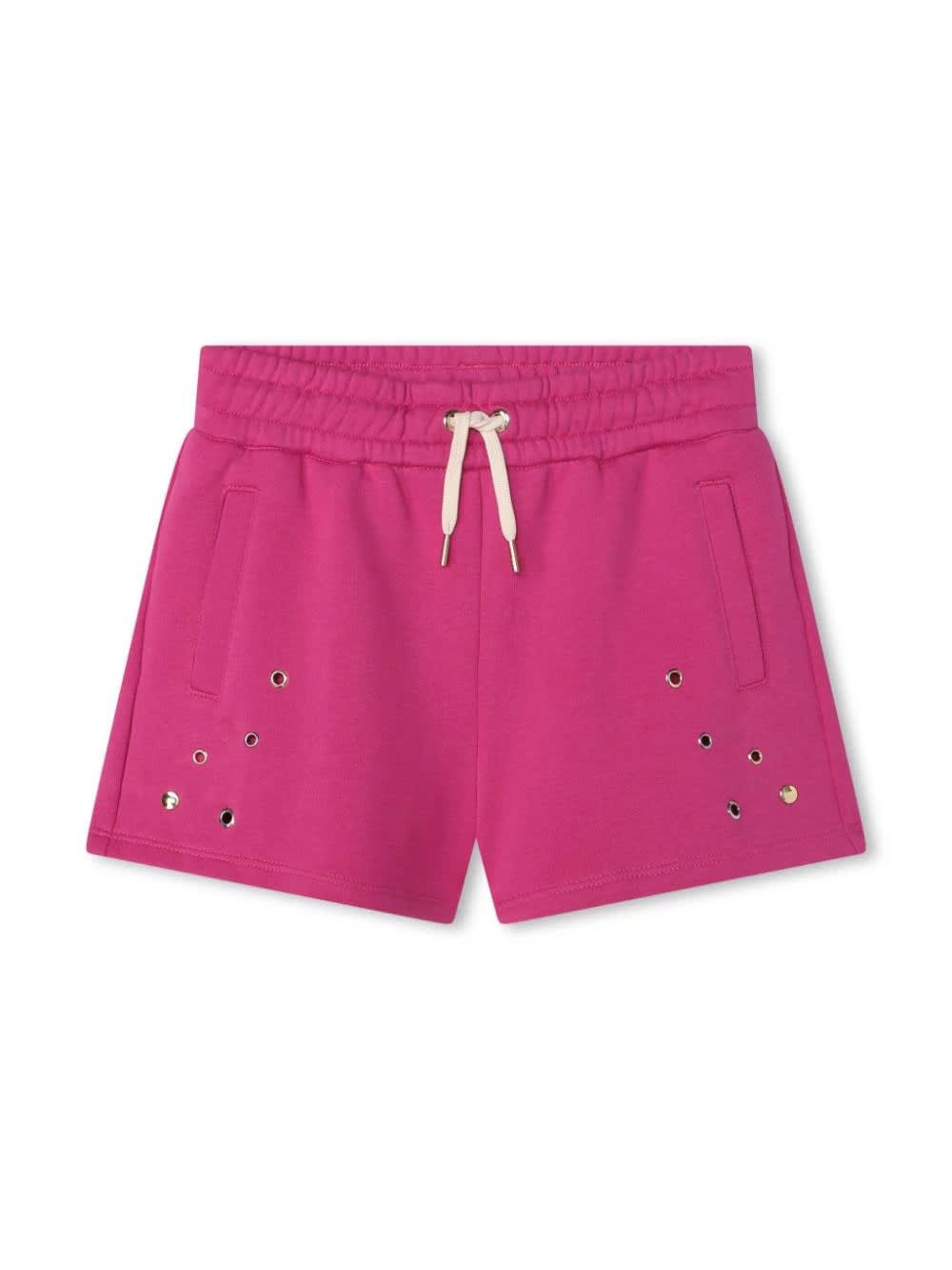 Shop Chloé Fuchsia Sporty Shorts With Studs In Pink