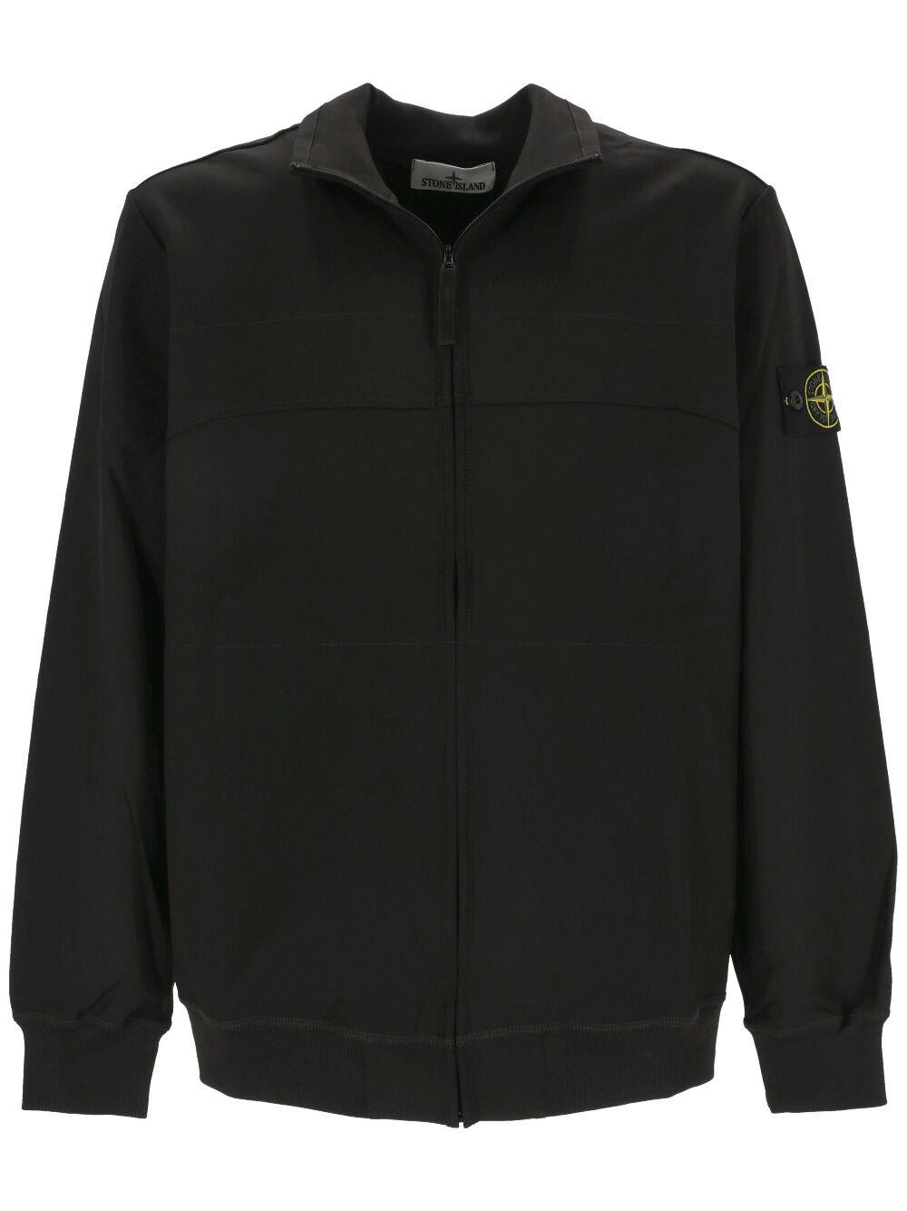 Shop Stone Island Zip-up Sweatshirt In Black