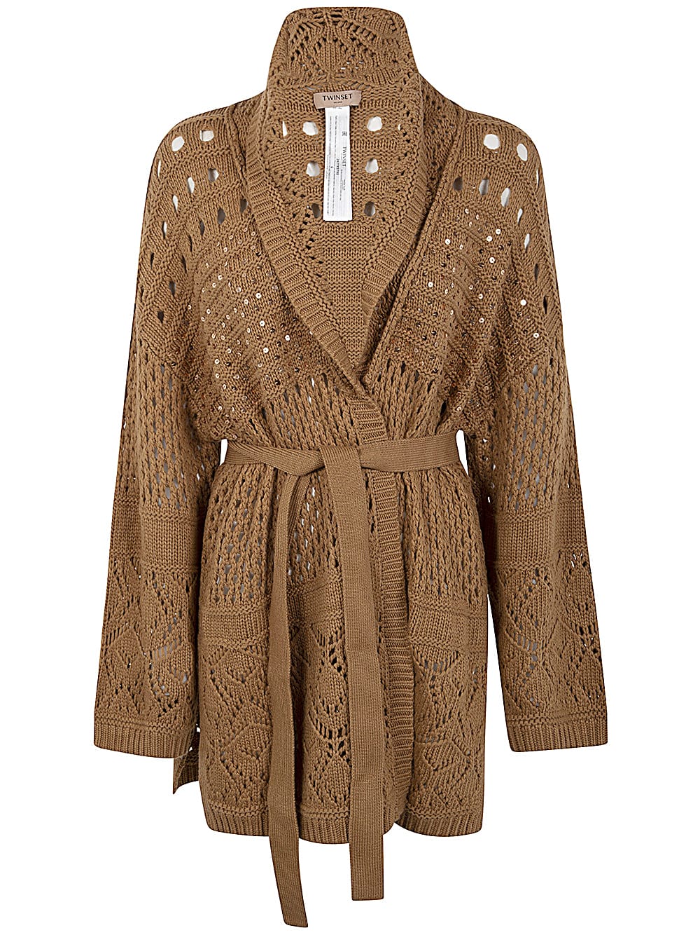 Shop Twinset Cardigan In Sandy Brown