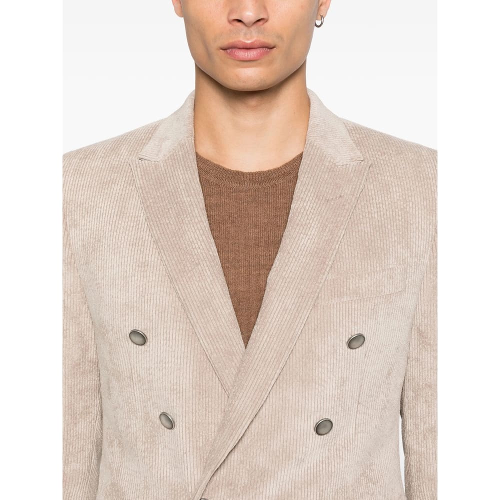 Reveres 1949 Double-breasted Corduroy Jacket In Neutral