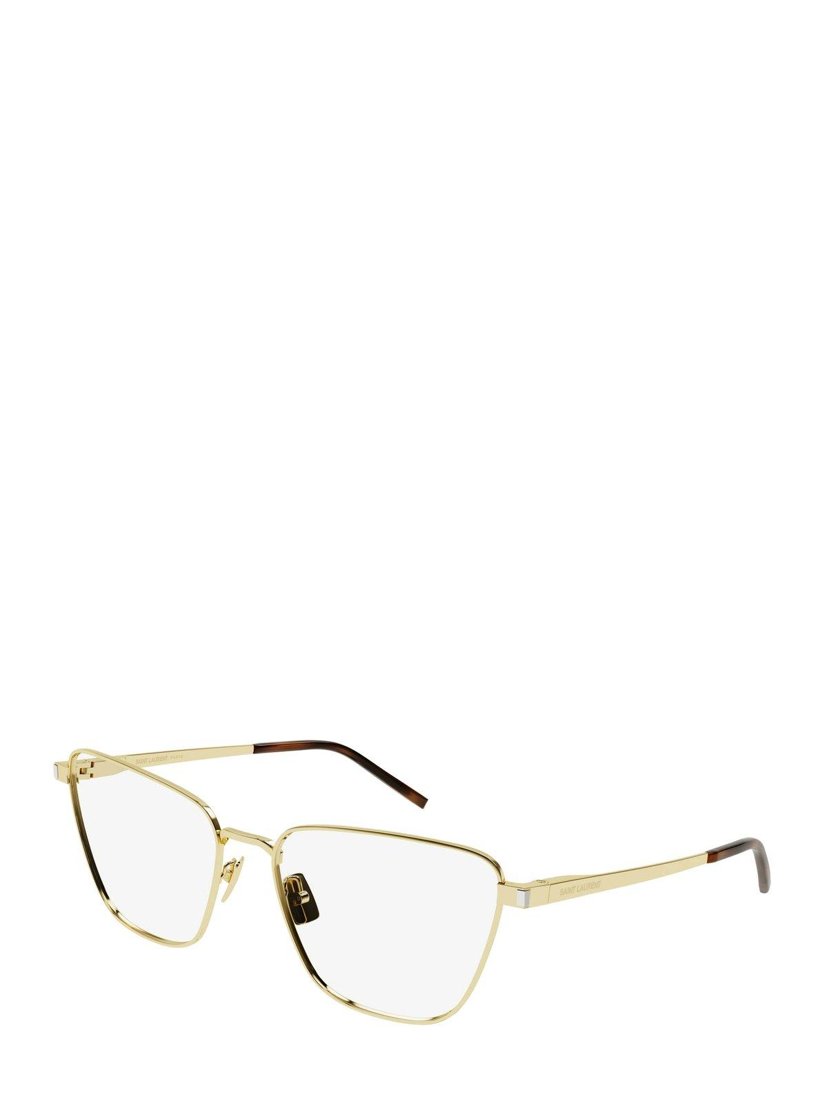 Shop Saint Laurent Butterfly-frame Glasses In 003 Gold Gold Transparent