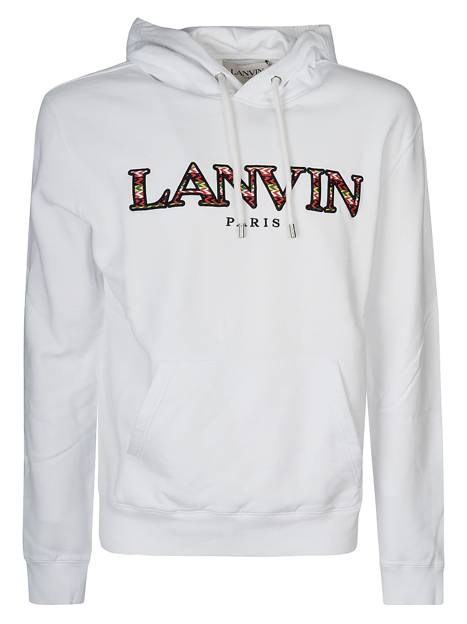 LANVIN LOGO EMBROIDERED RIBBED HOODIE