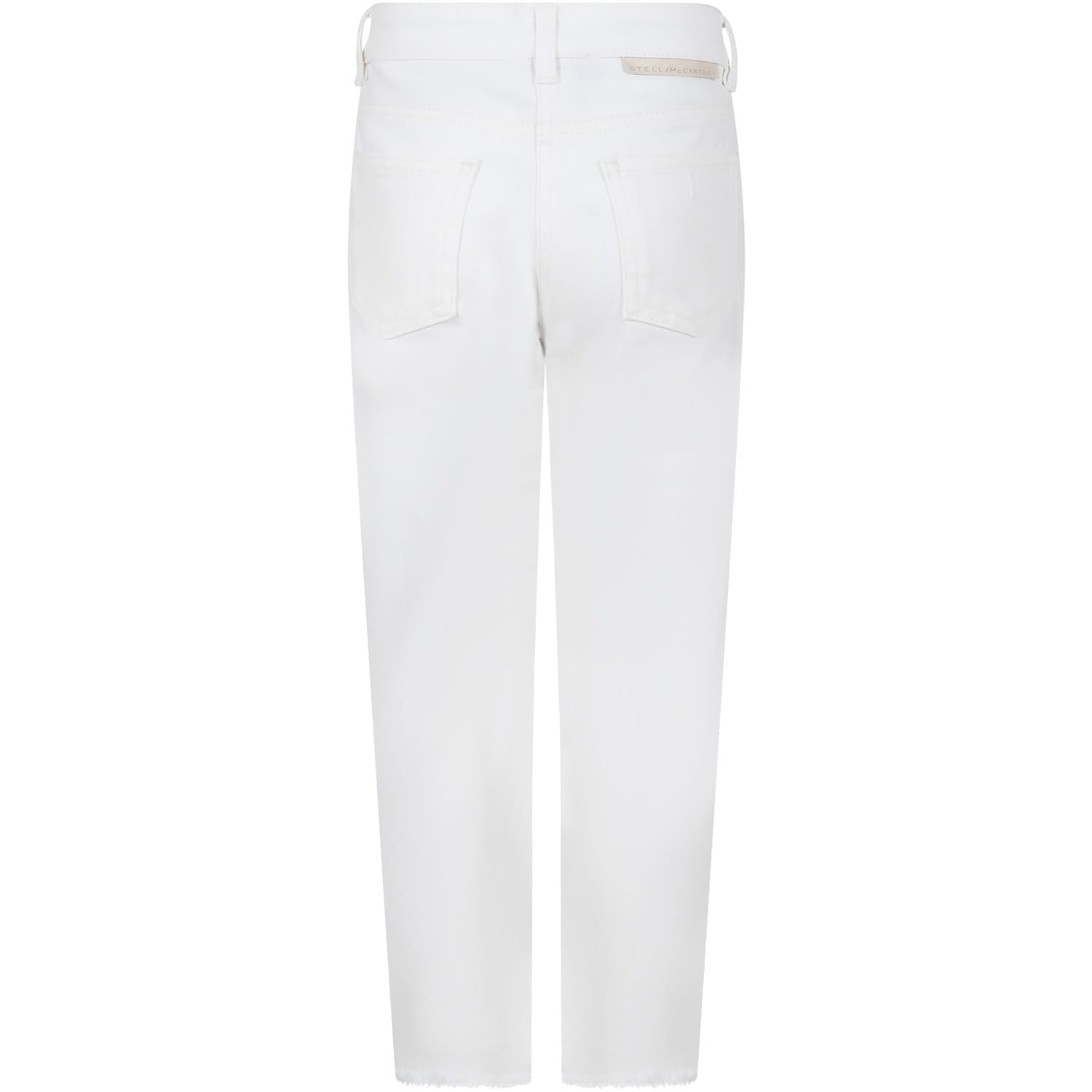 Shop Stella Mccartney White Denim Jeans For Girl With Logo