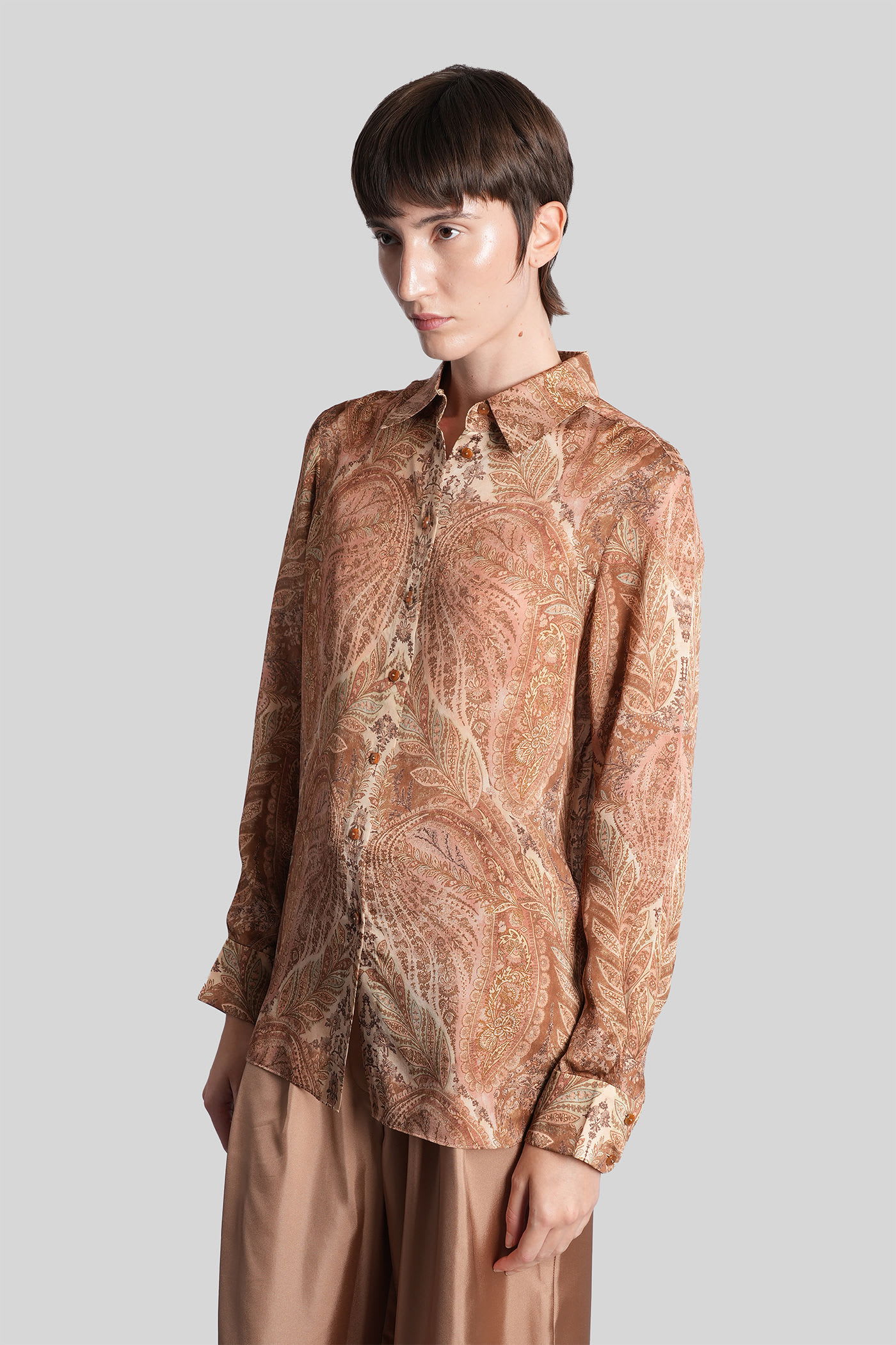 Zimmermann Hypnotic Silk Button-up Shirt In Brown