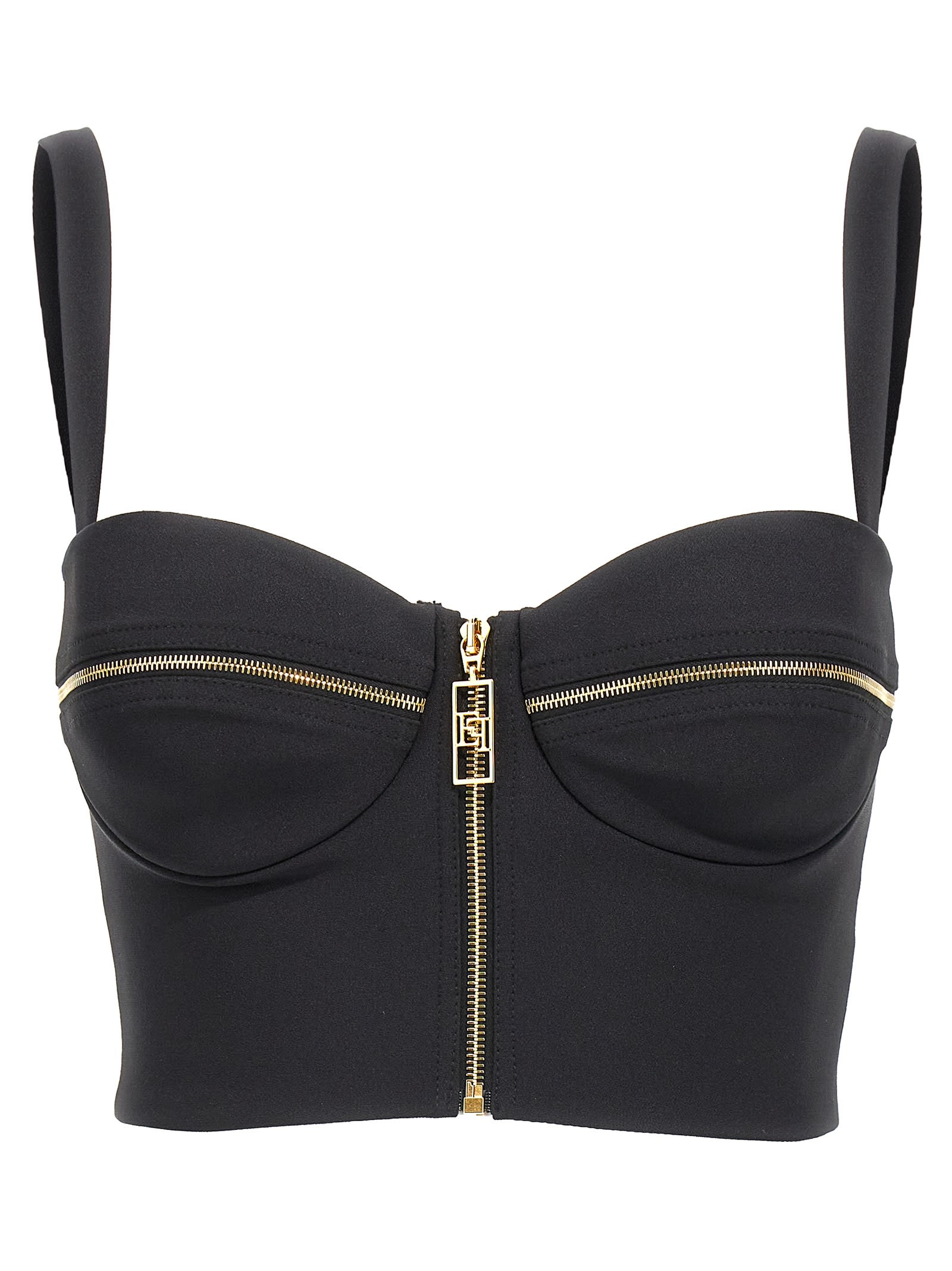 Shop Elisabetta Franchi Balcony Top In Black