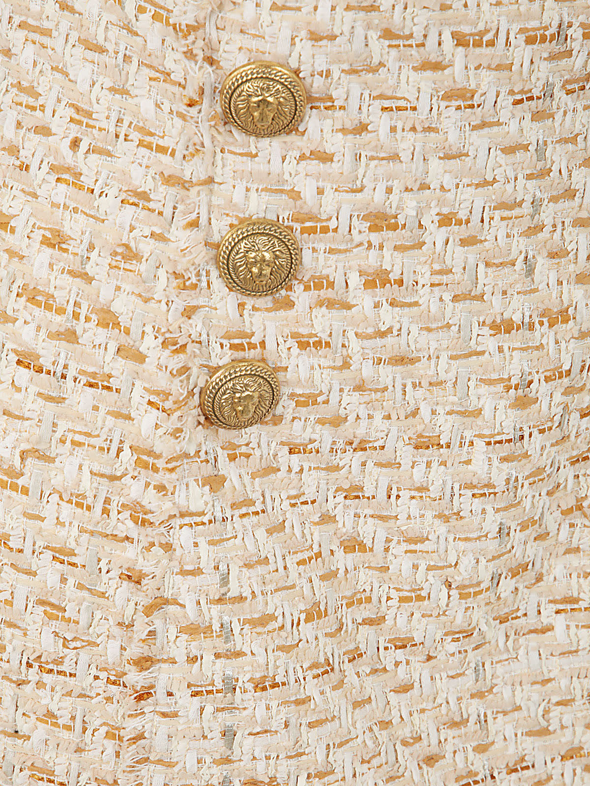 Balmain Beige Tweed Skirt With Front Golden Buttons In Cotton Blend Woman In Gcc Multi Beige