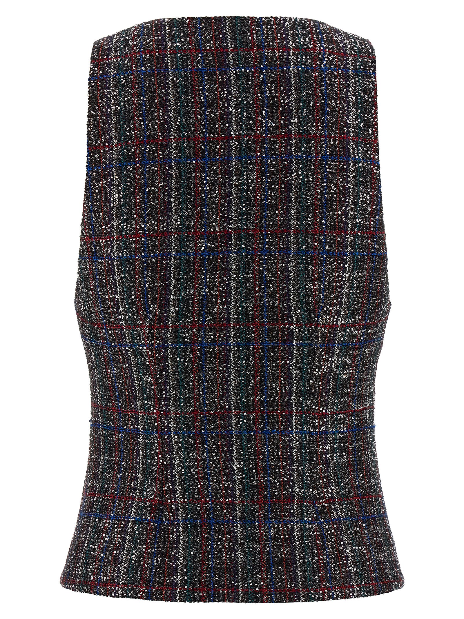 Missoni Fitted Tartan Vest Featuring Sequin Accents In Multi