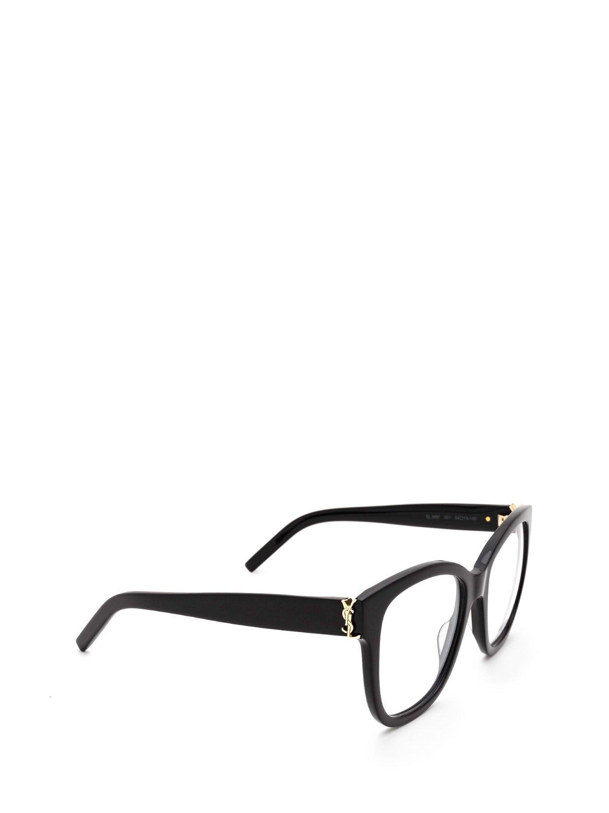 Saint Laurent Polished-effect Oversize-frame Glasses In Black
