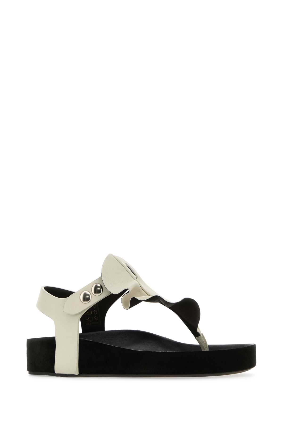 Isabel Marant Chalk Leather Isela Thong Sandals In White