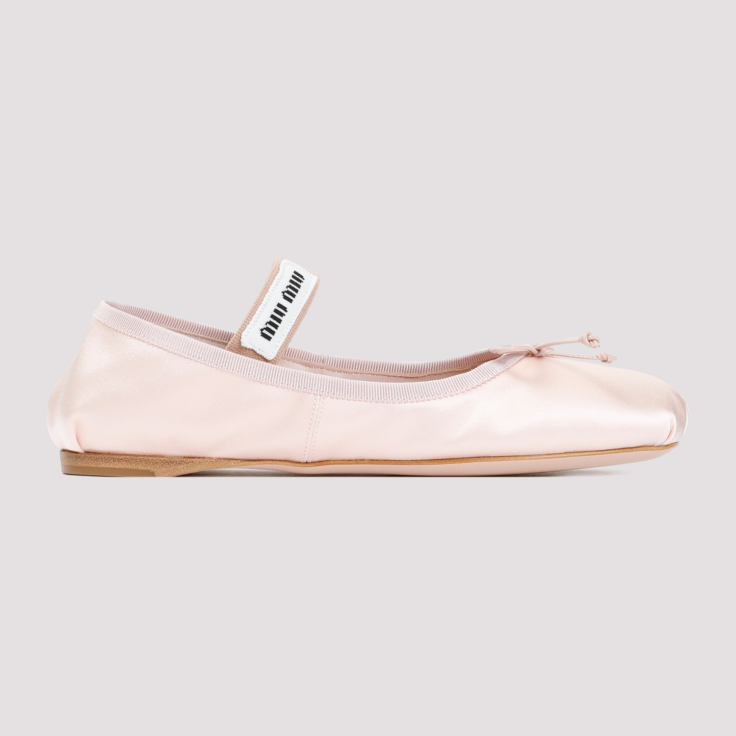Miu Miu Light Pink Satin Ballerinas In Orchidea
