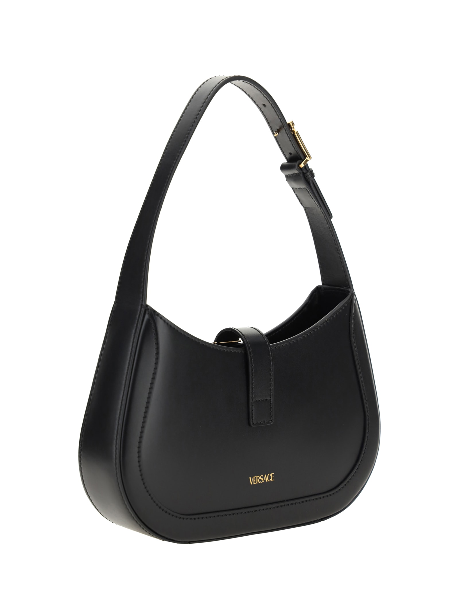 Shop Versace Greca Goddess Handbags In Black