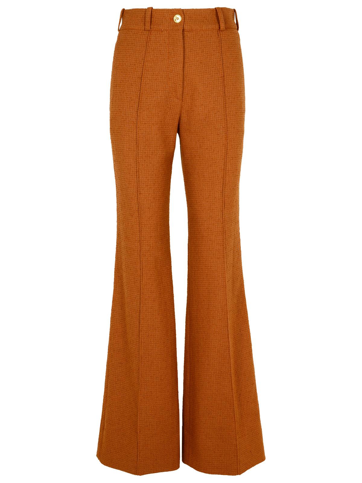 Shop Patou Brown Wool Blend Flare Pants