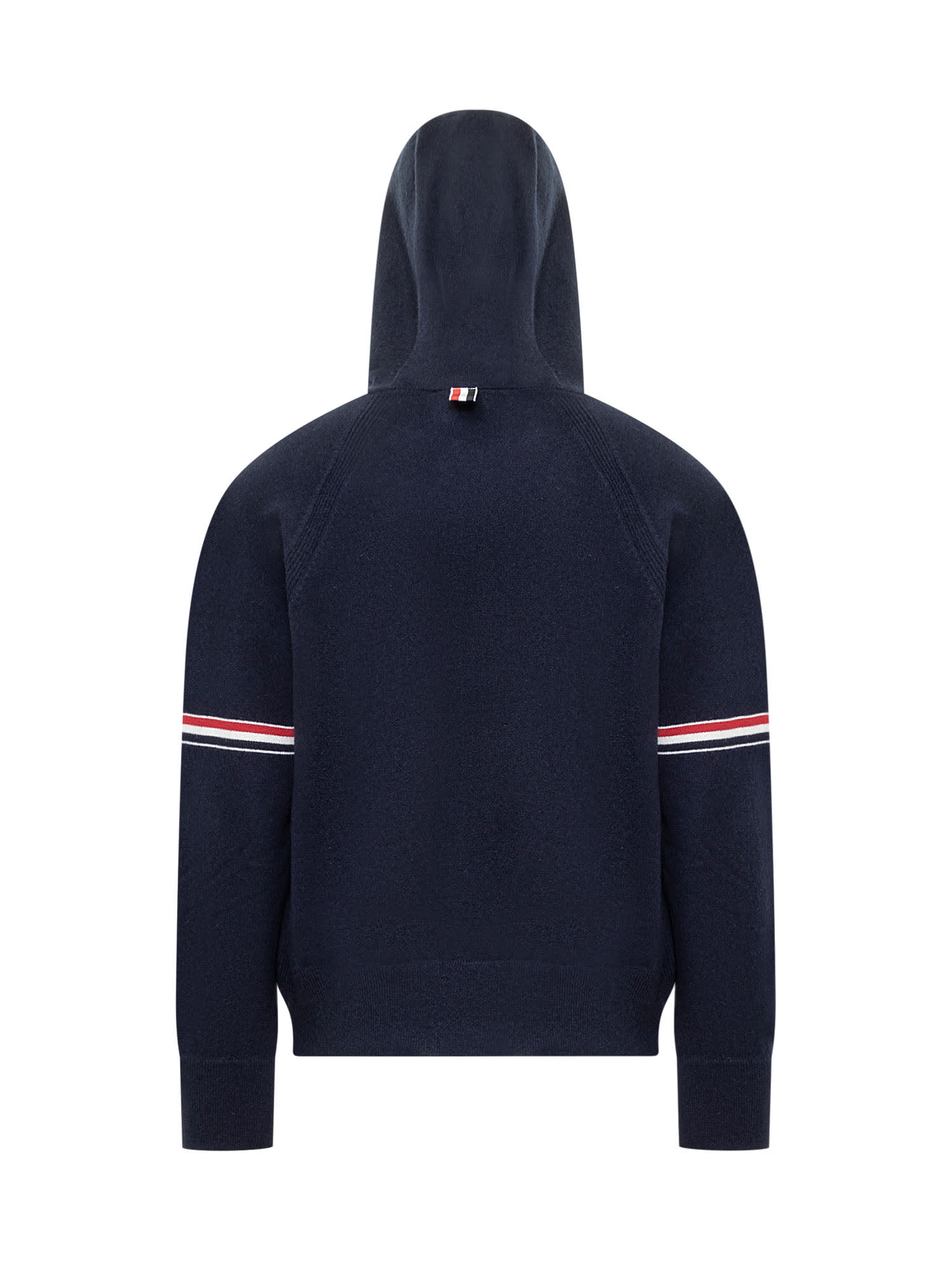 Shop Thom Browne Cashmere Striped Hoodie In Navy