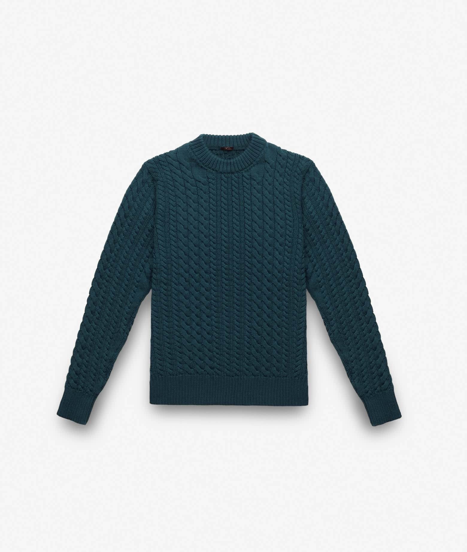Larusmiani Cable Knit Sweater Col Du Pillon Sweater In Teal