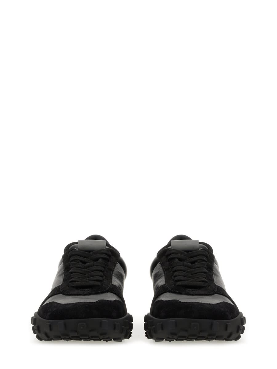 Jil Sander Suede Panel Round Toe Rubber Sole Sneakers In Black