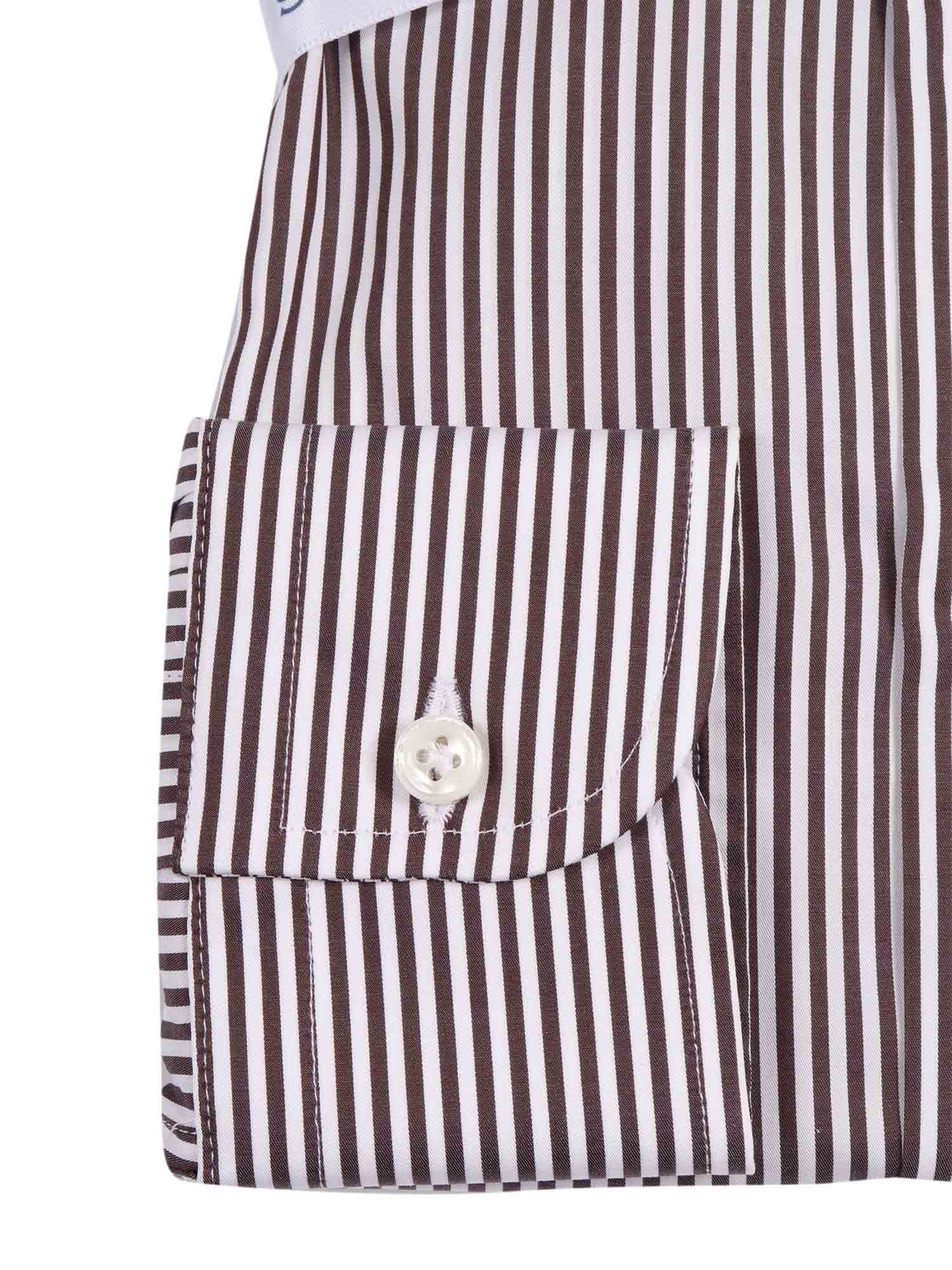 Sonrisa Vertical Stripe Formal Shirt In Brown