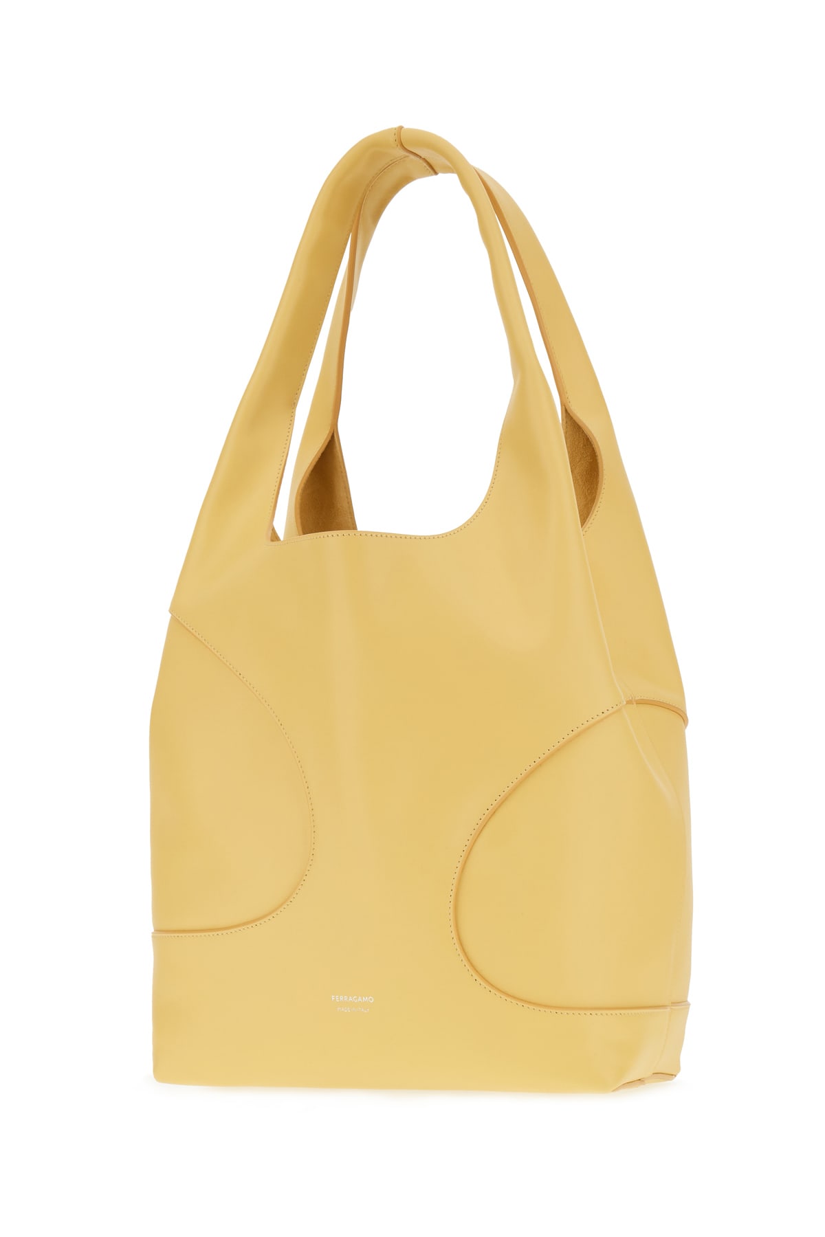 Shop Ferragamo Yellow Leather Shoulder Bag In Butter