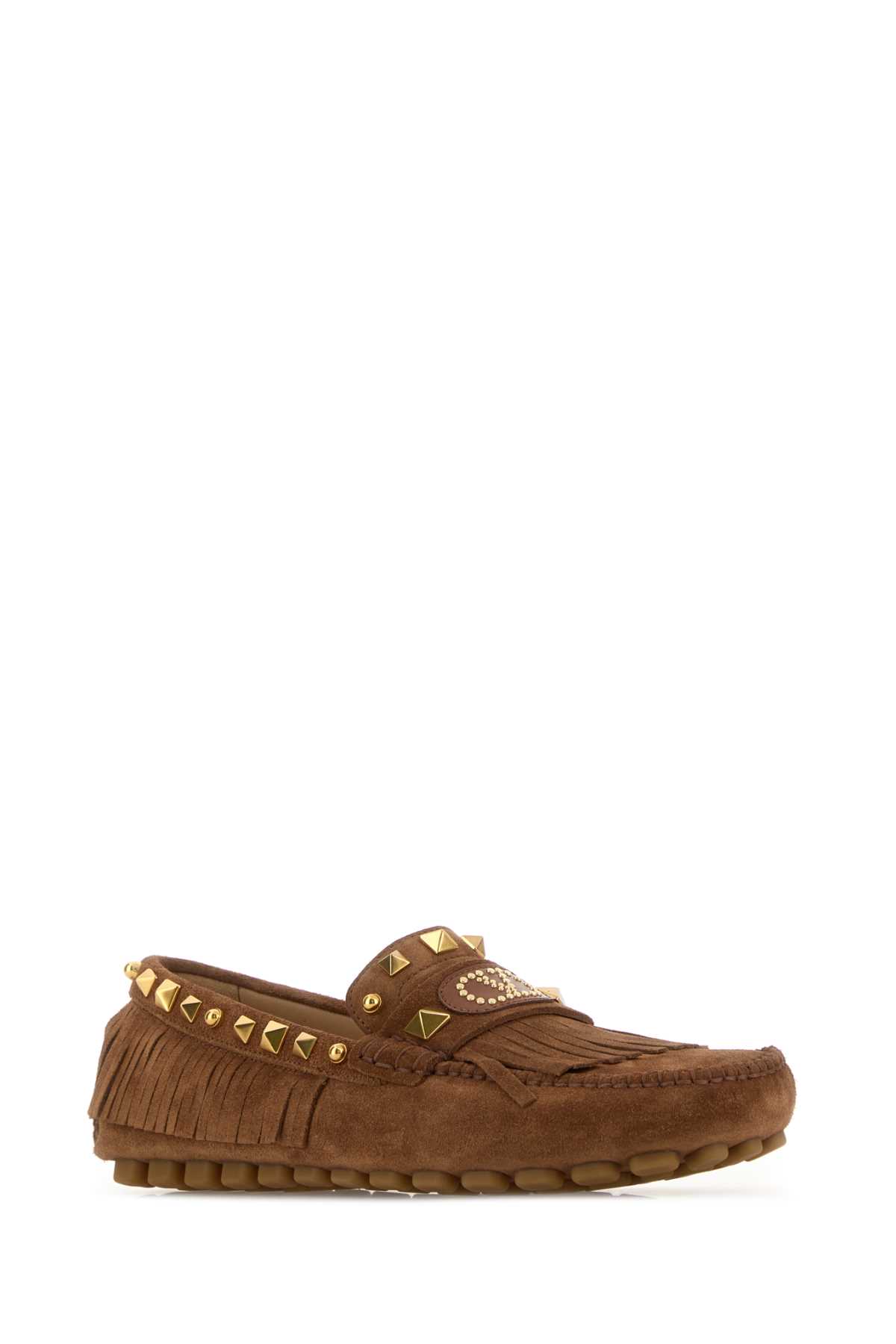 Valentino Brown Split-leather Plaster Caster Loafers In Brown