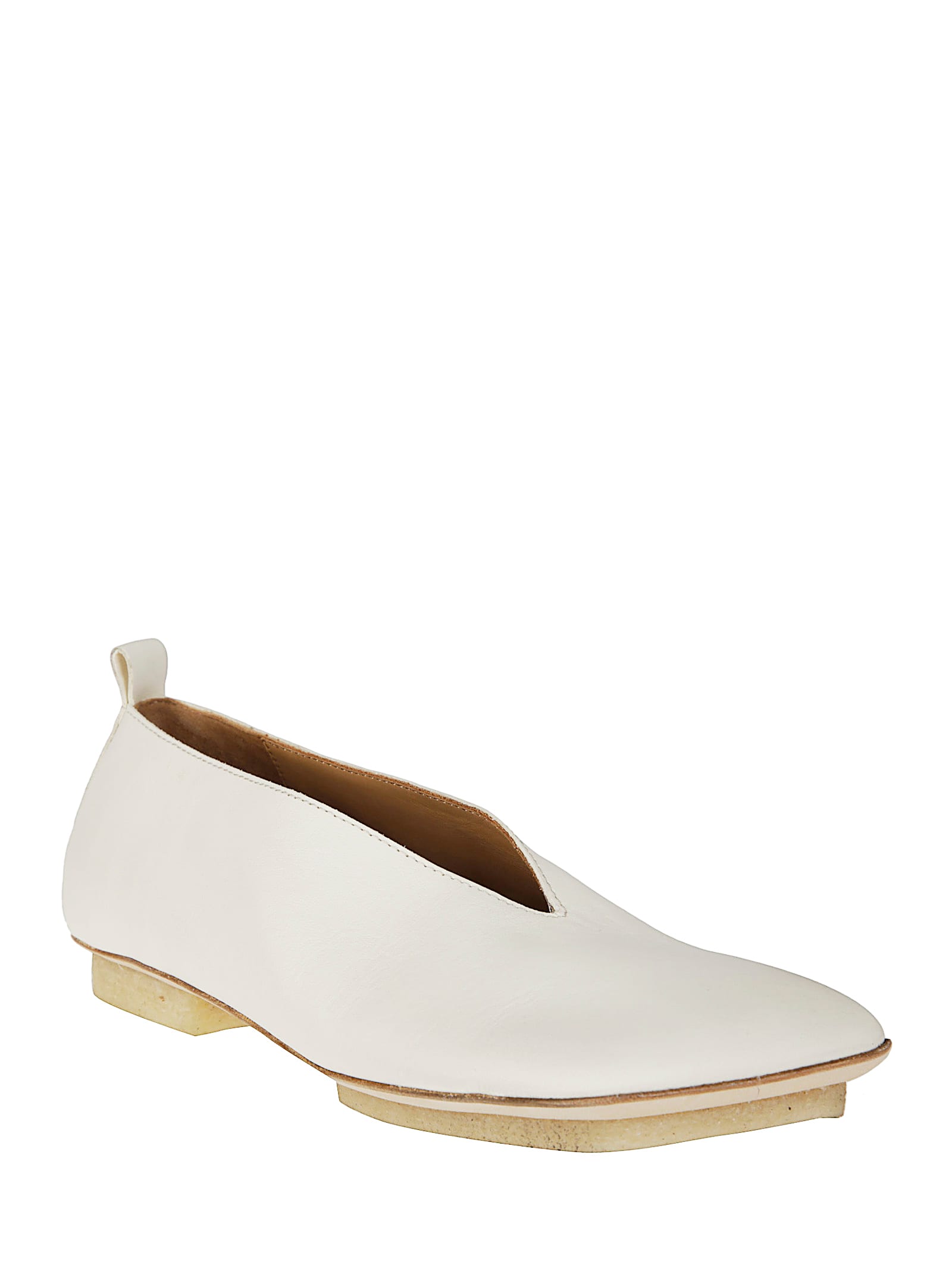 Uma Wang White Leather Ballerina Shoes In Neutral