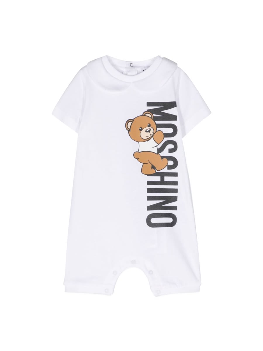 Shop Moschino Romper With Giftbox Addition In White