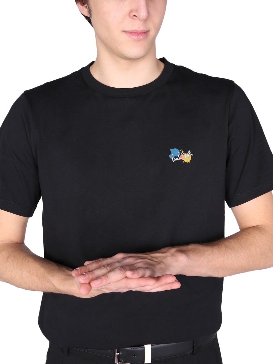 Shop Paul Smith T-shirt With Logo Embroidery In Black