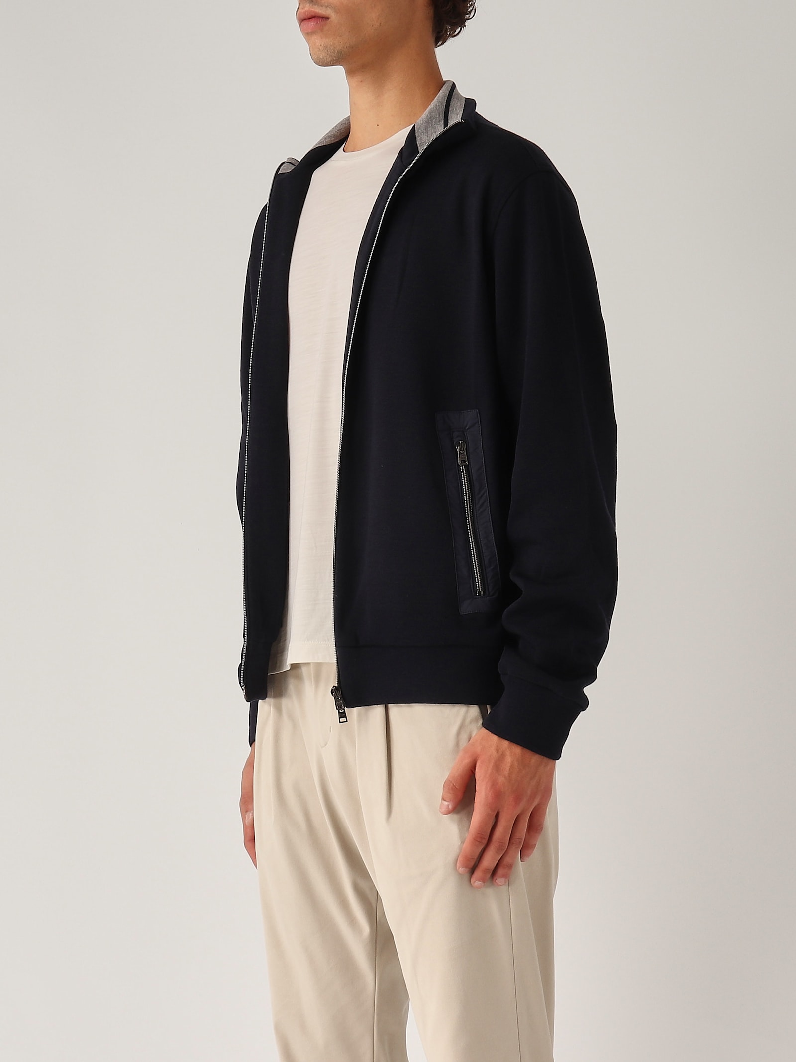 Shop Herno Cardigan Collo Dritto Cardigan In Navy