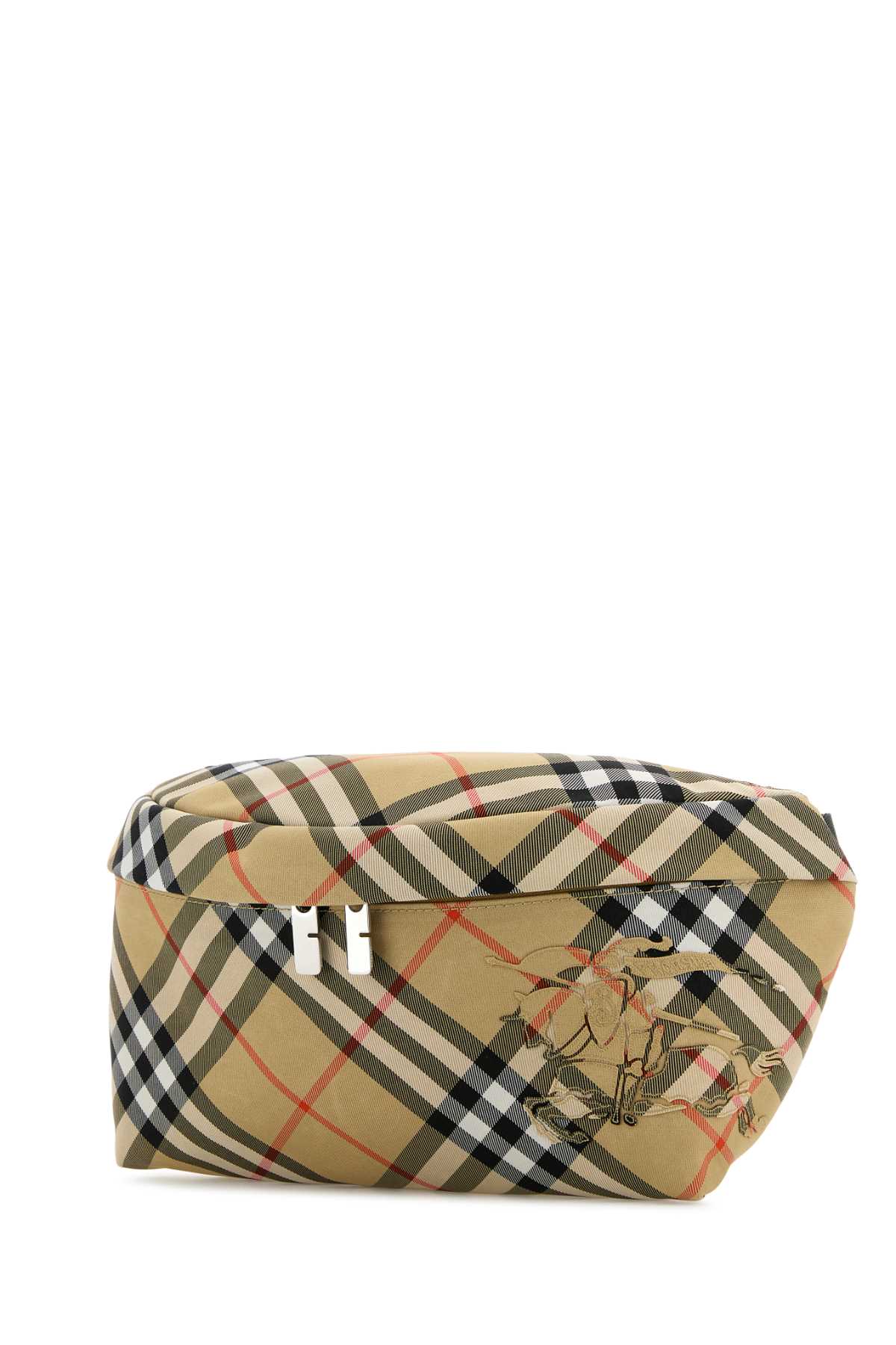 Shop Burberry Embroidered Fabric Check Belt Bag In Sand