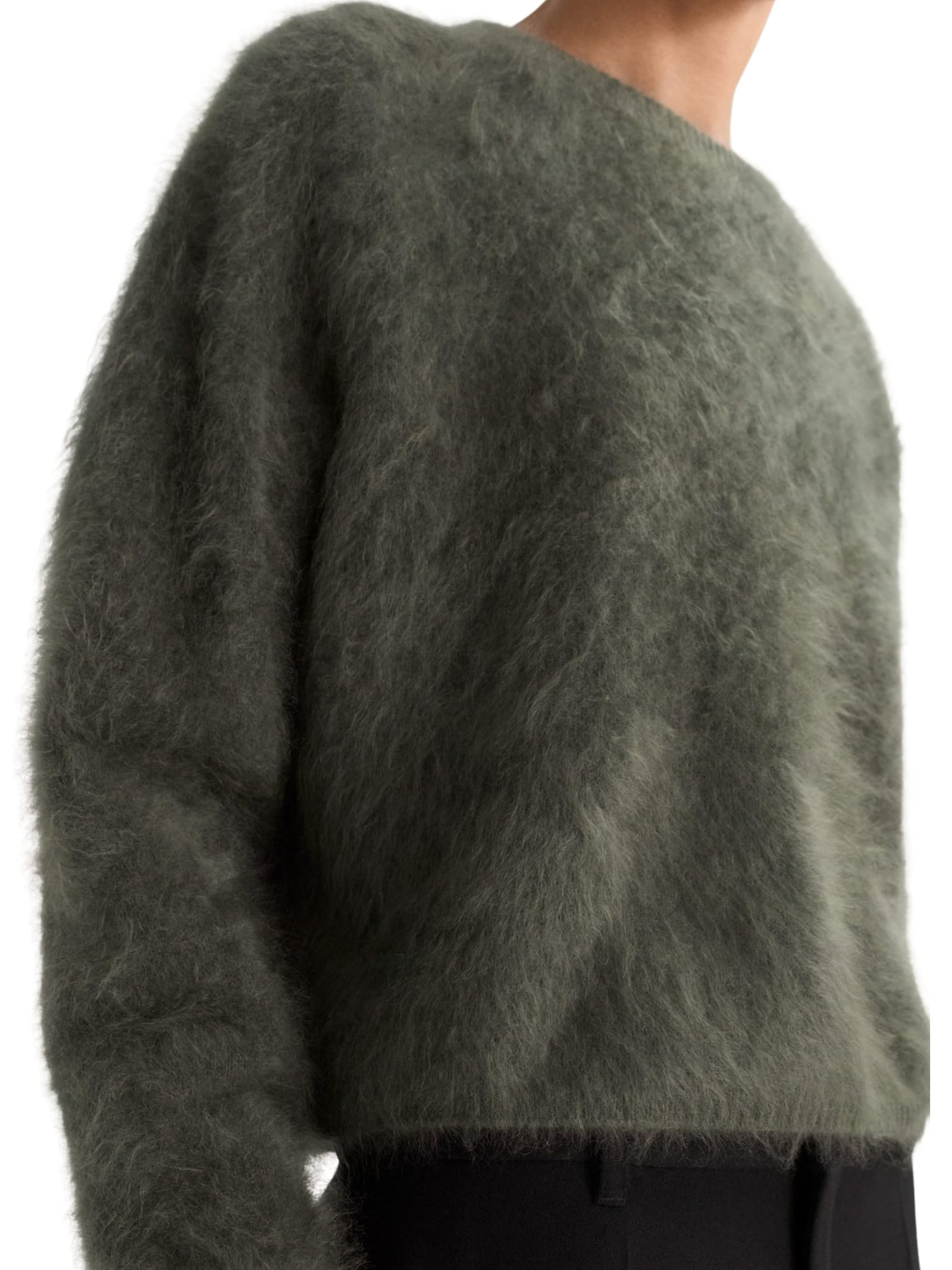 Goat Brushed Crew Neck Sweater In Green