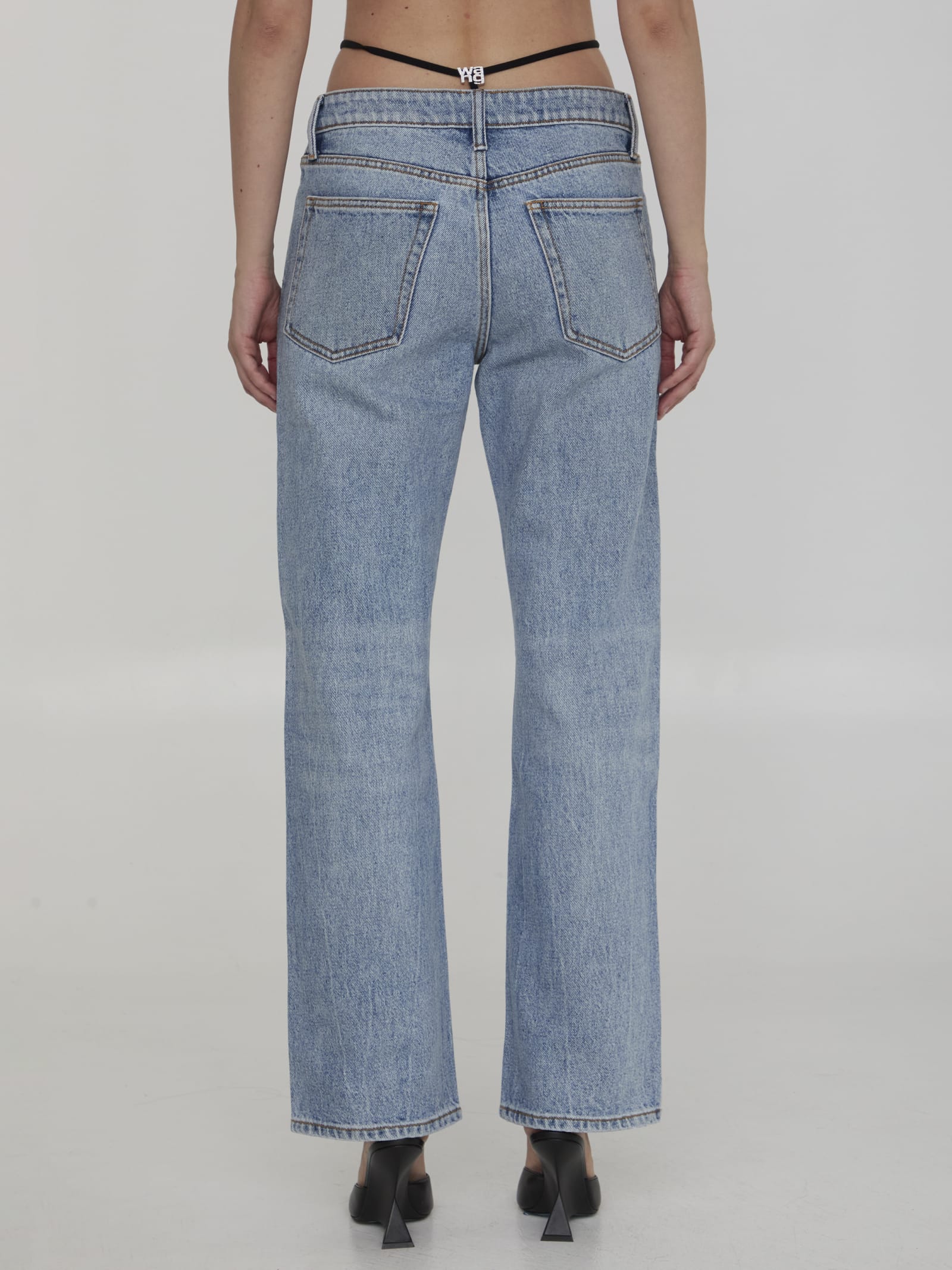 Shop Alexander Wang Jeans With Pre-styled Thong In Blue