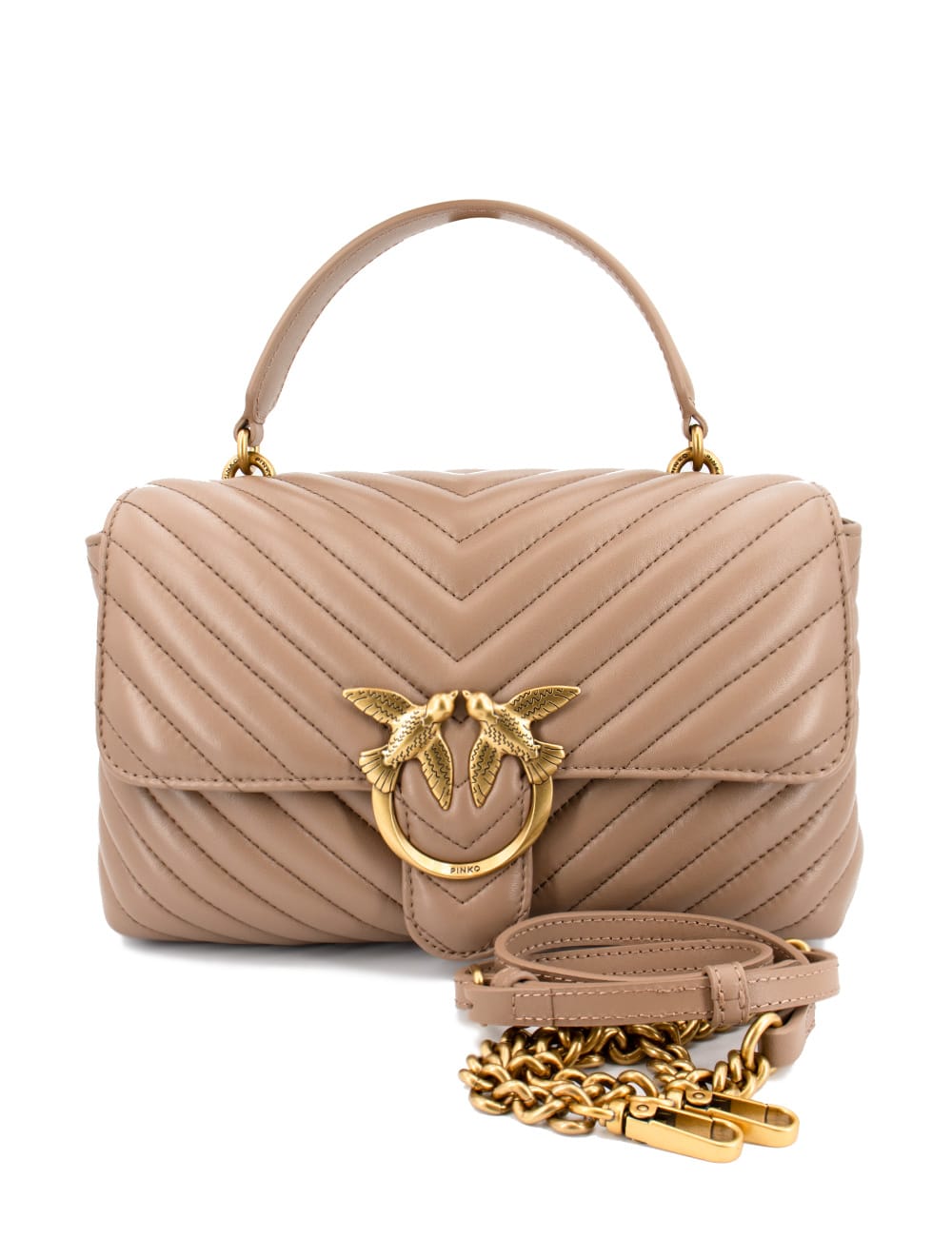 Shop Pinko Bag In Biscotto Zenzero Antique Gold