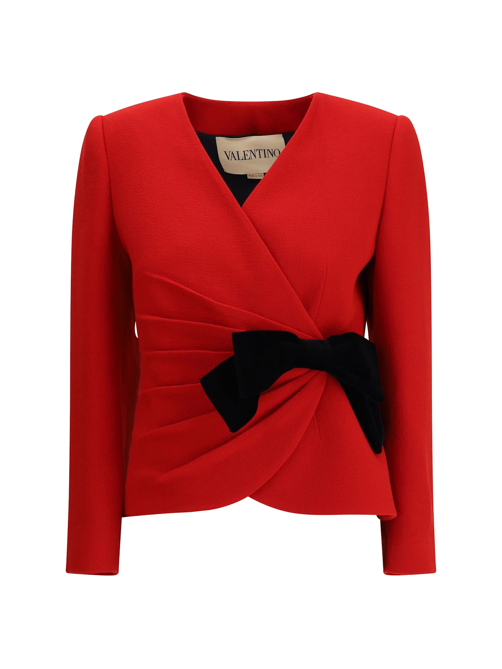 Valentino Tailored Jacket With Bow Detail And Long Sleeves In Red