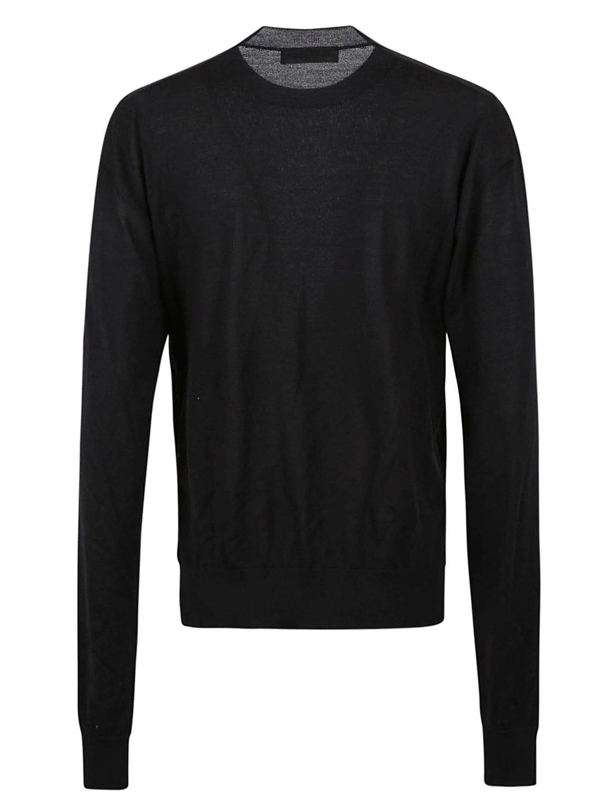 Shop Jil Sander Crewneck Knitted Sweater In Black