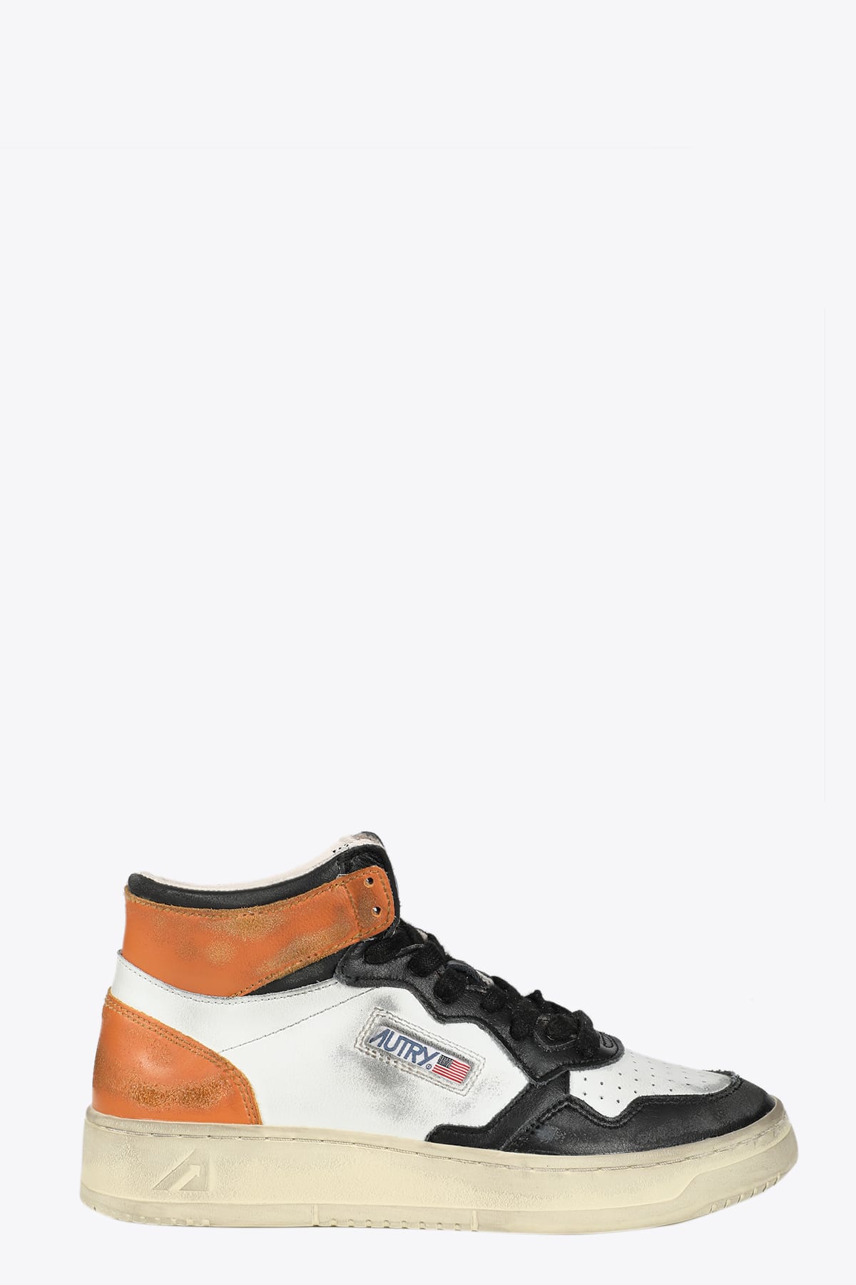 Autry Sup Vint Mid Man Leat/leat White/black/orange vintage leather hi-sneaker - Medalist