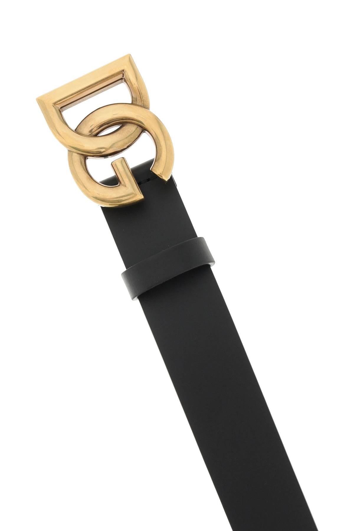 Shop Dolce & Gabbana Lux Leather Belt With Crossed Dg Logo In Nero Oro (black)