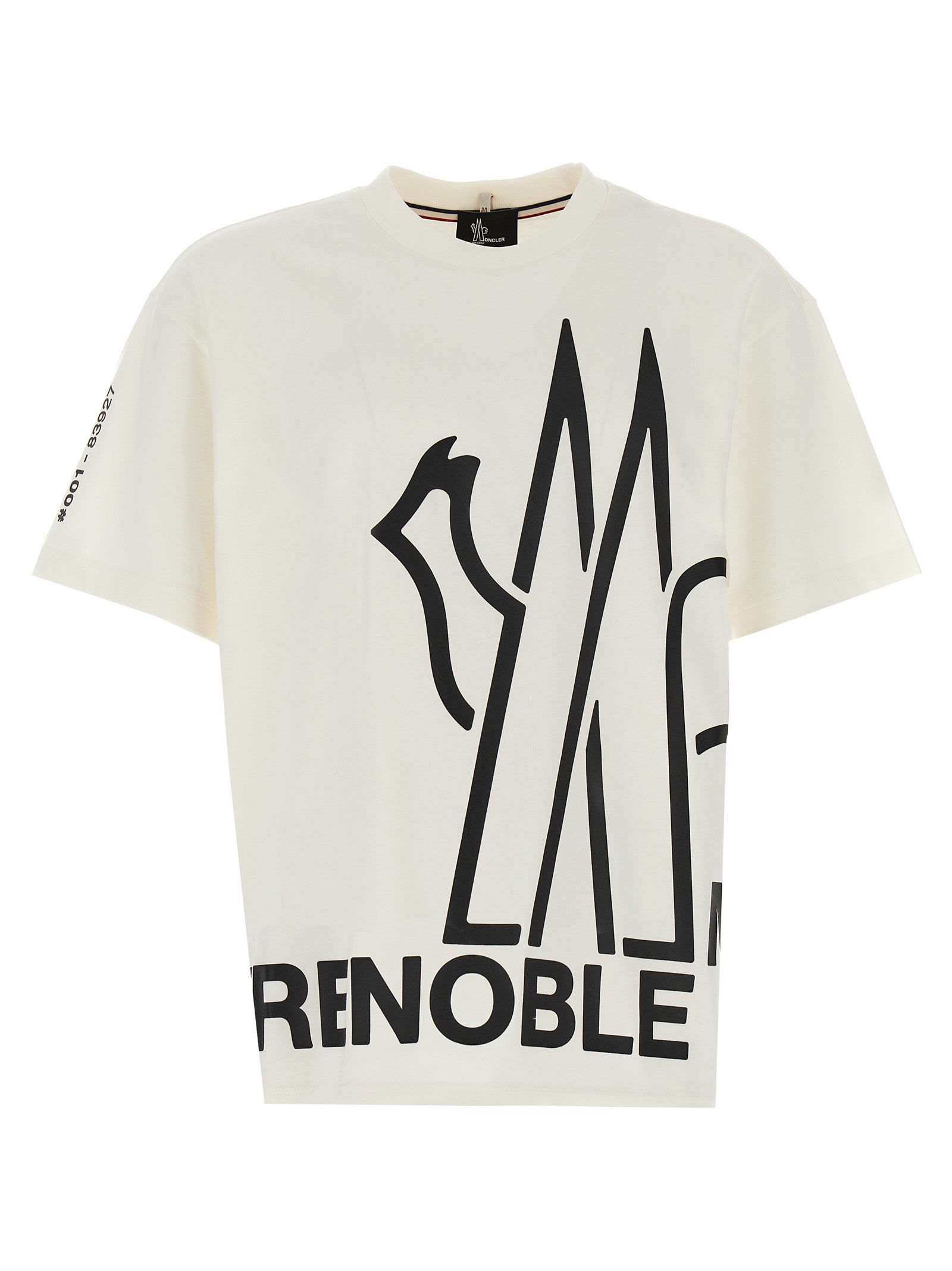 Shop Moncler Logo Print T-shirt In White/black