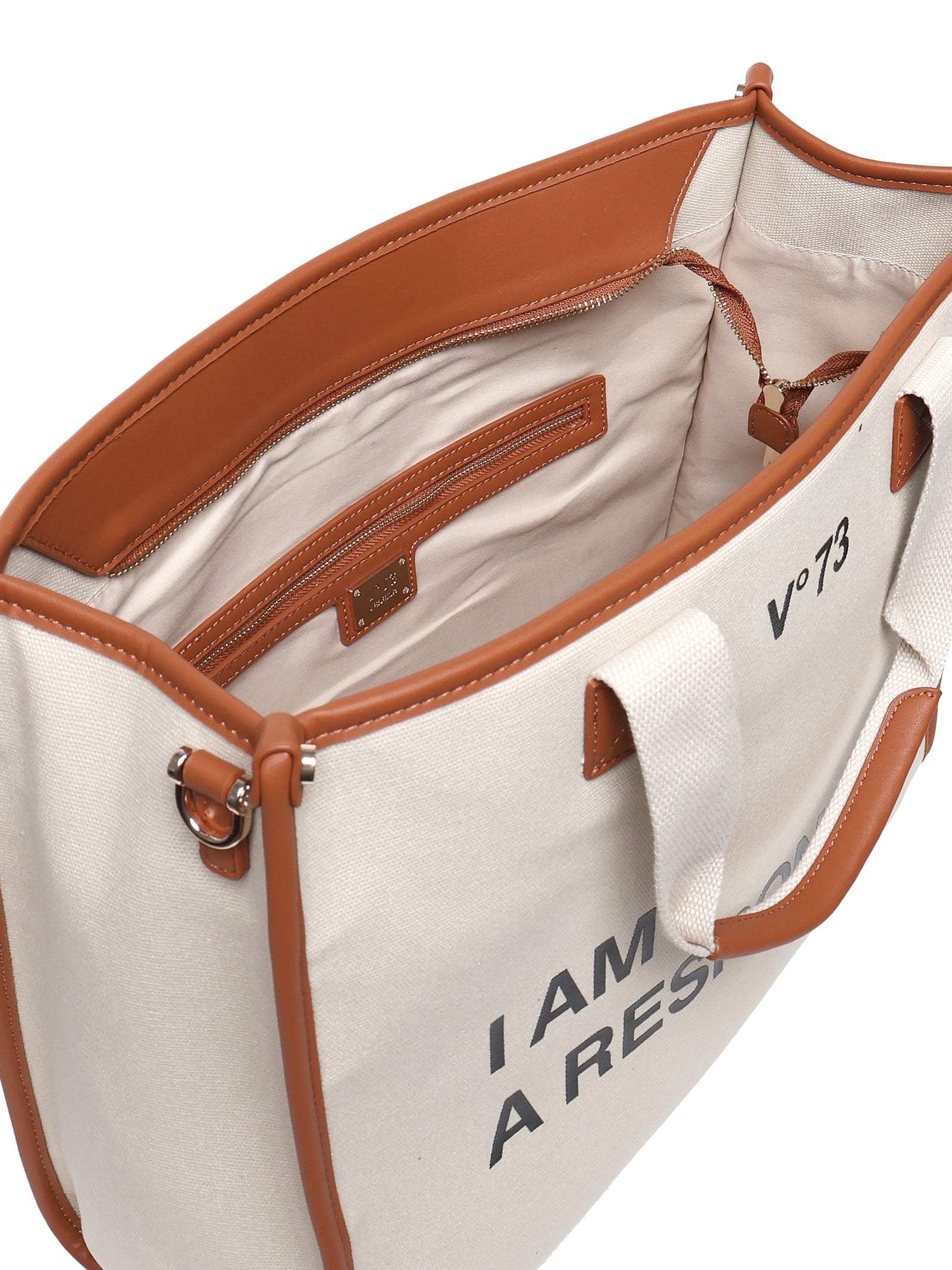 V73 Responsibility Cotton Tote Bag In Brown